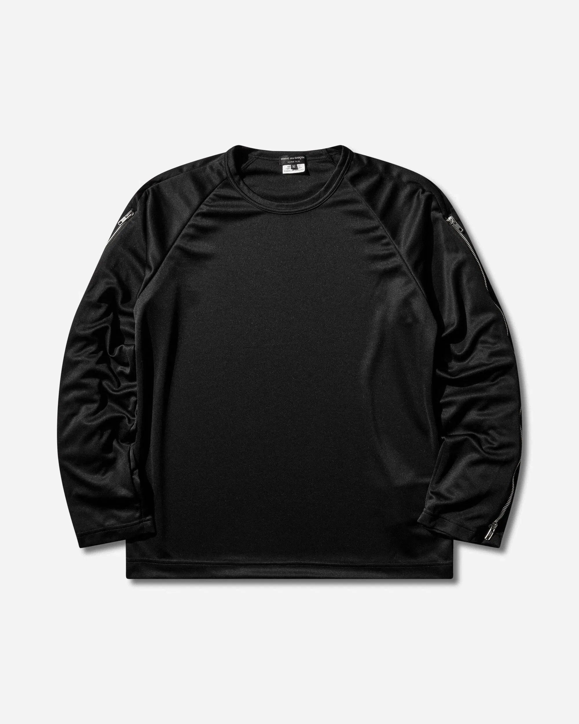 Comme Des Garçons Homme Plus Men's Zipped Ruffle Sleeves T-Shirt Black