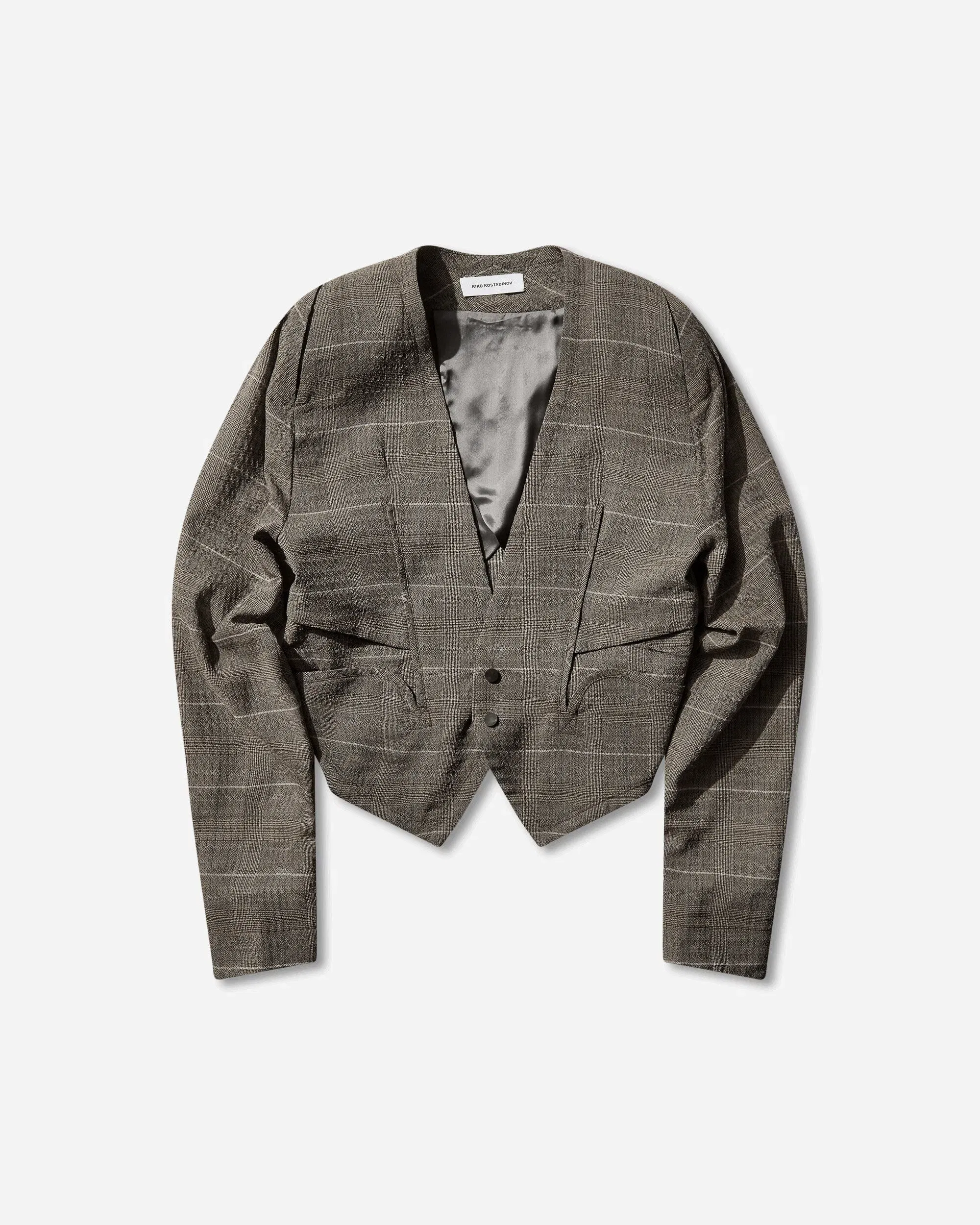 Kiko Kostadinov Men's Andras Tailored Jacket Taupe Check