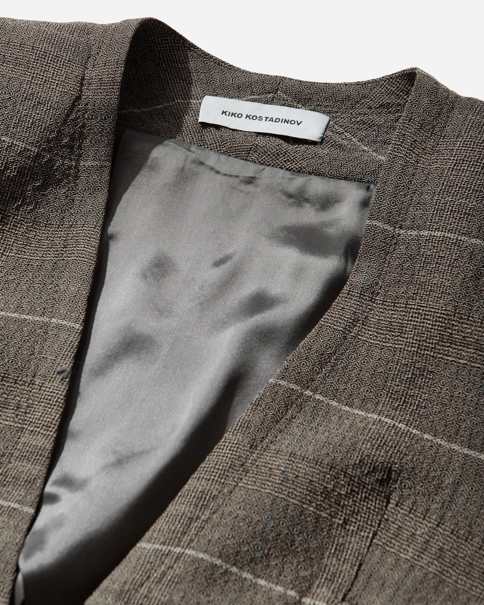 Kiko Kostadinov Men's Andras Tailored Jacket Taupe Check