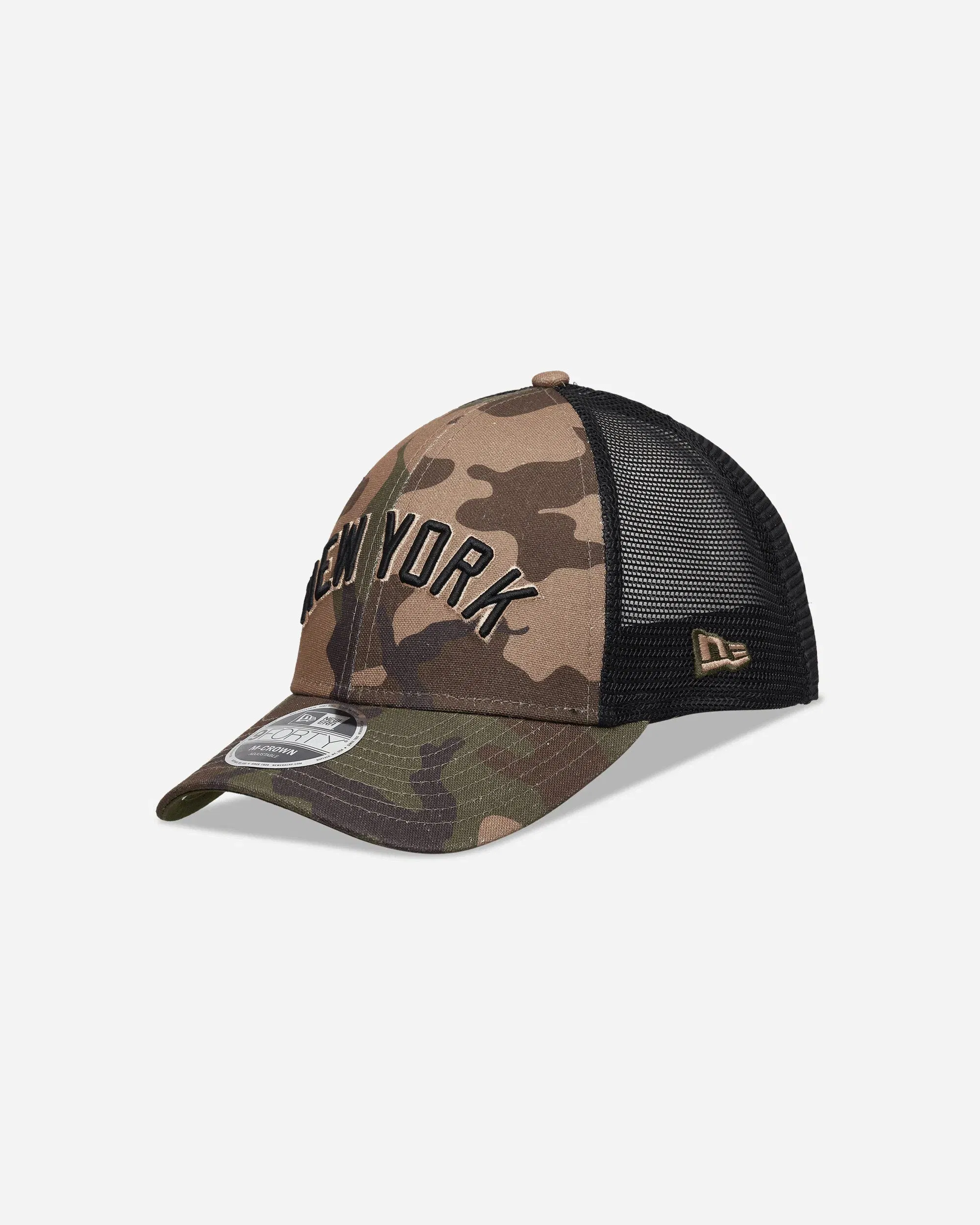 New Era New York Yankees MLB Wordmark 9FORTY M-Crown Adjustable Cap Woodland Camo