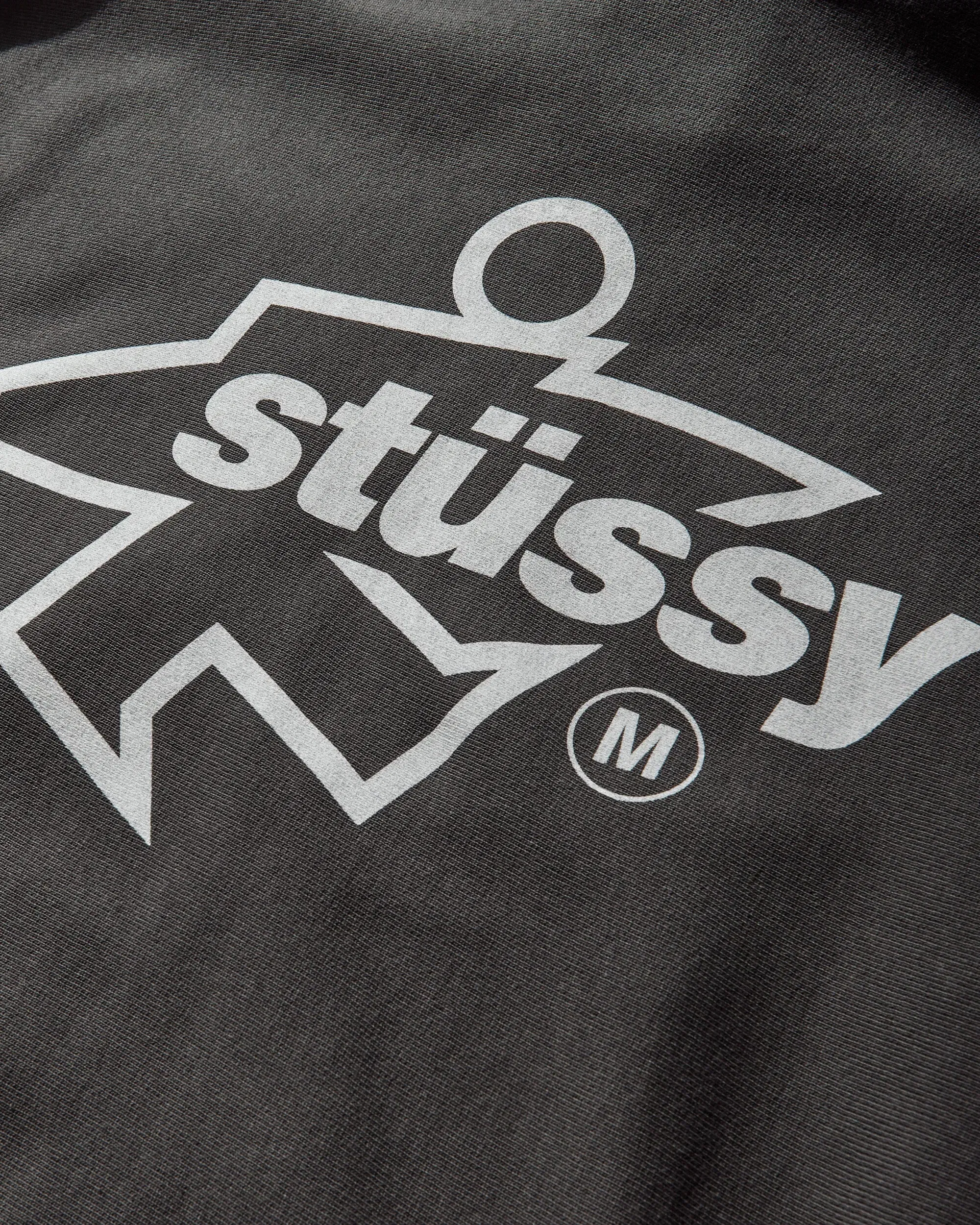 Stussy Surf Size Garment Dyed Zip Hoodie Faded Black