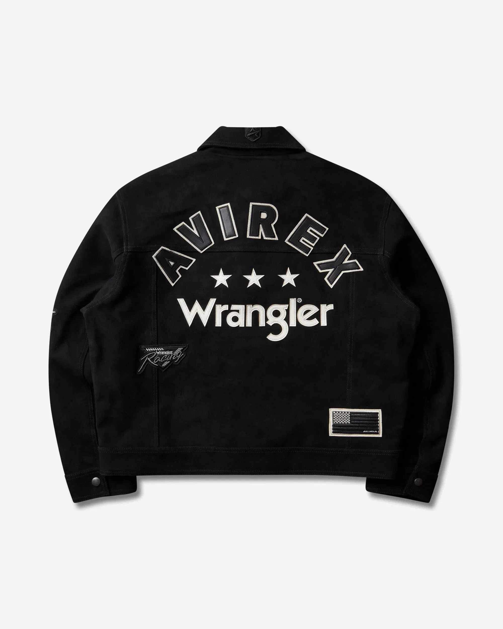 Wrangler Men's Avirex Suede Trucker Jacket Black