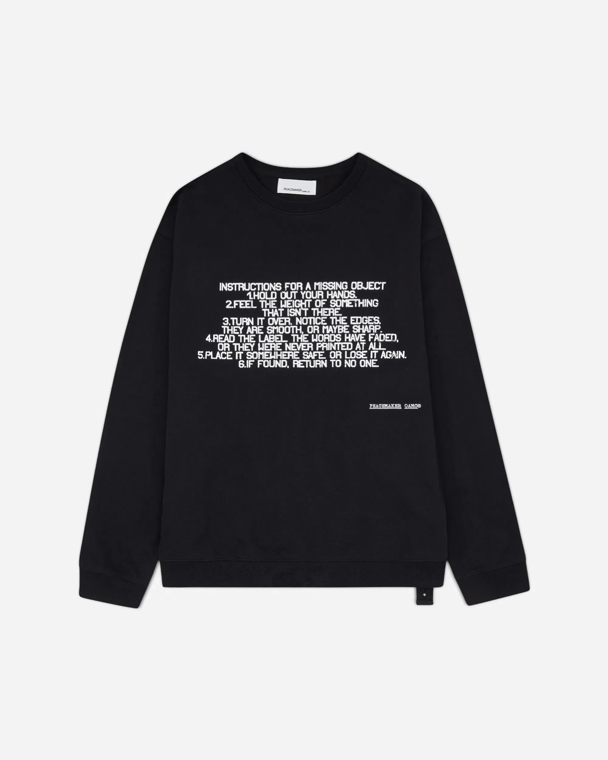 OAMC Peacemaker Men's Stencil Print Crewneck Sweatshirt Black