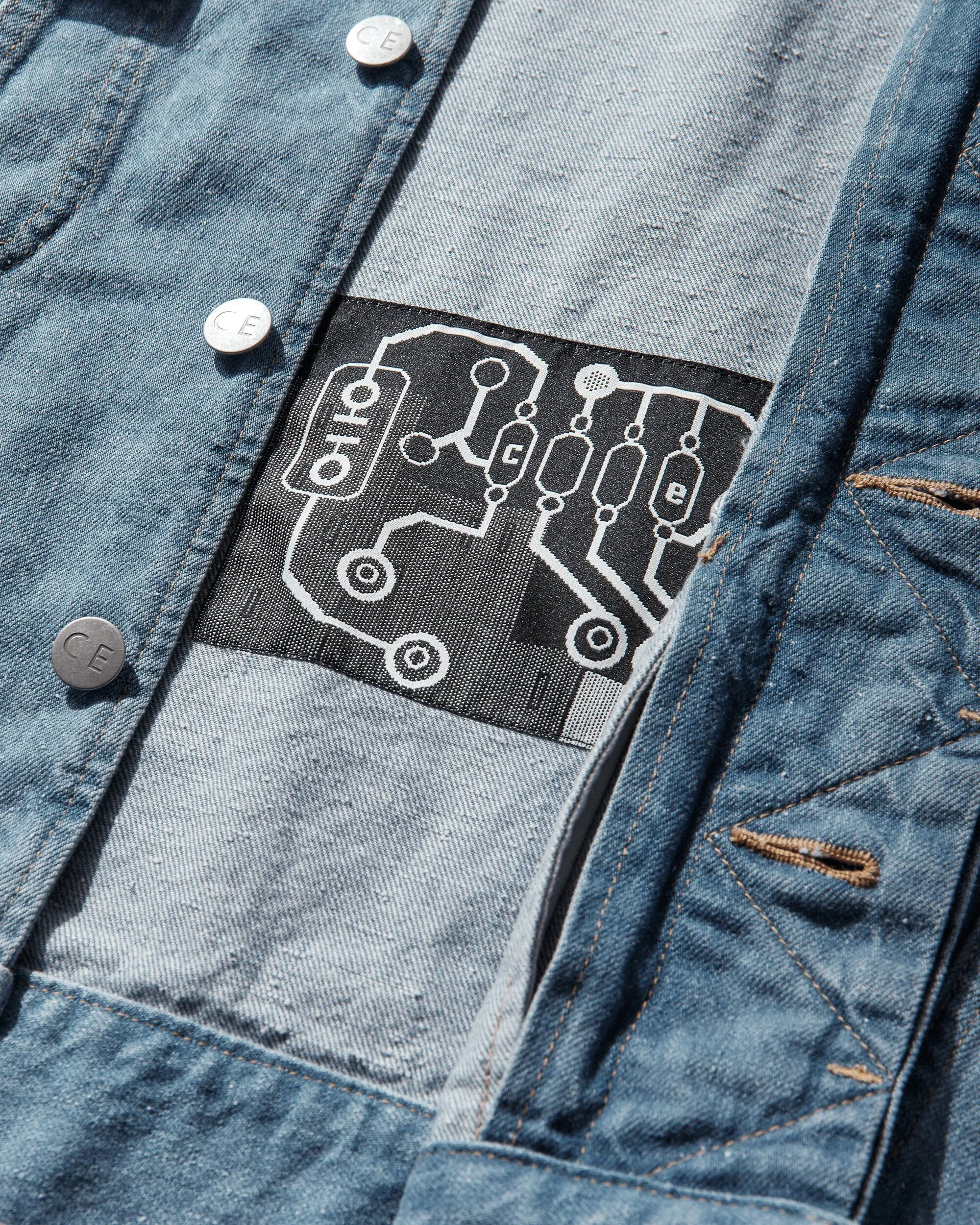 Cav Empt Men's Washed Nep Denim Trucker Jacket Indigo