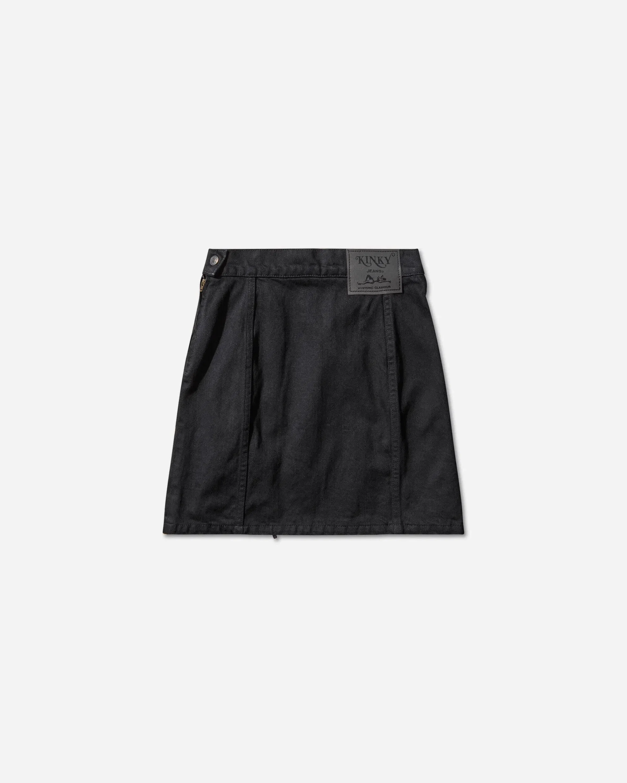Hysteric Glamour Women's Apple Panda Embroidered Side Lace-Up Denim Mini Skirt Black