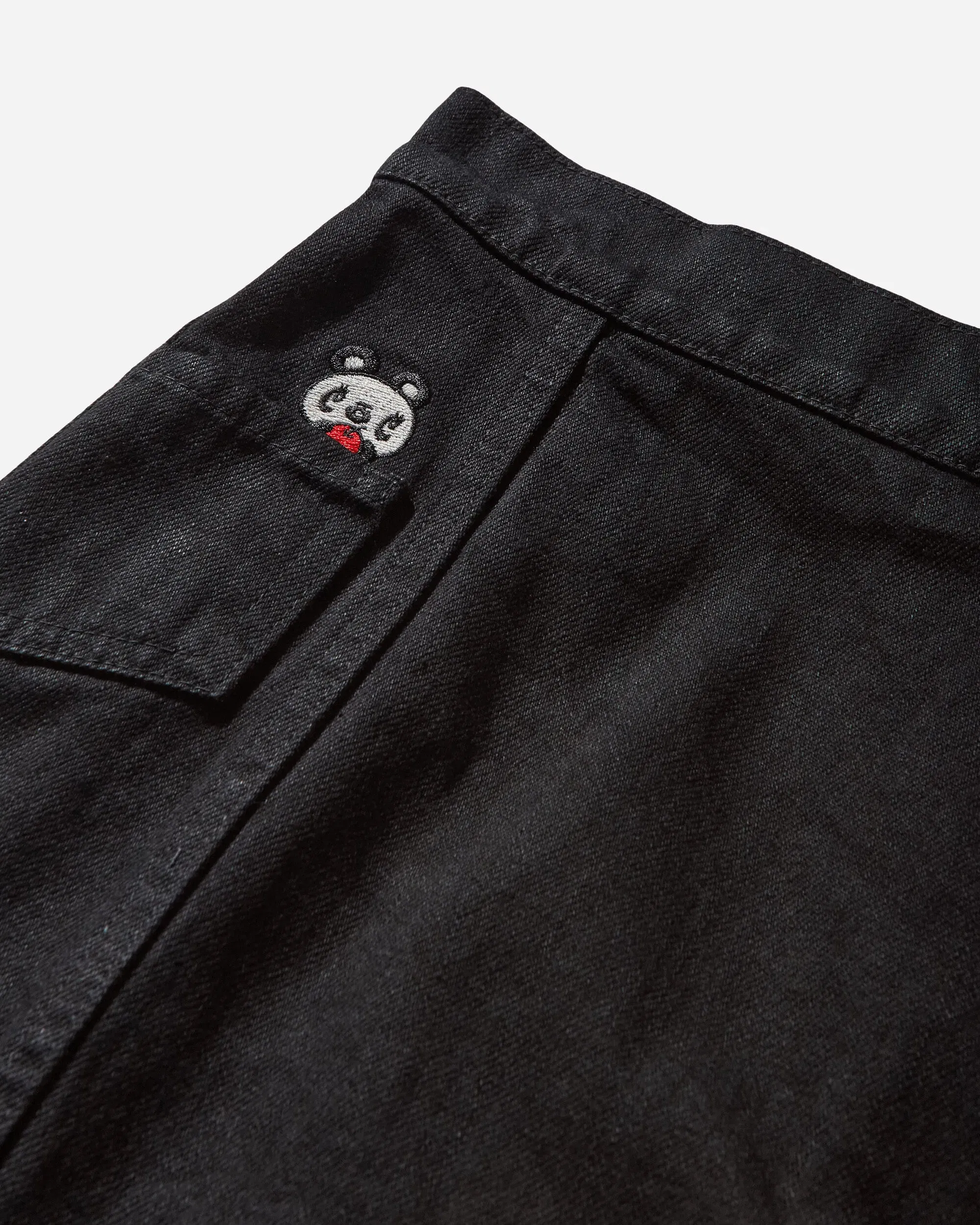 Hysteric Glamour Women's Apple Panda Embroidered Side Lace-Up Denim Mini Skirt Black