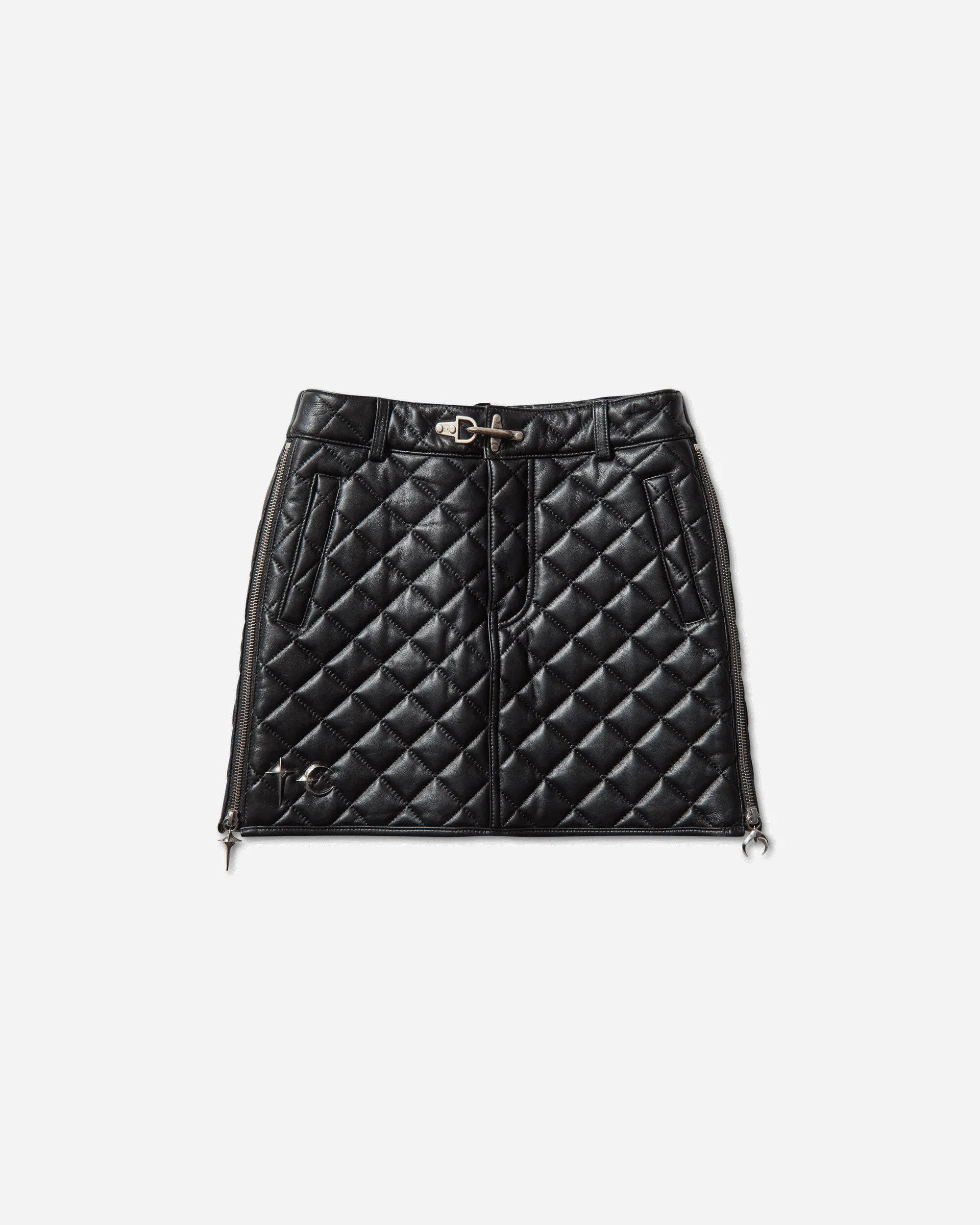 THUG CLUB Women's Angels Quilted Short Skirt Black