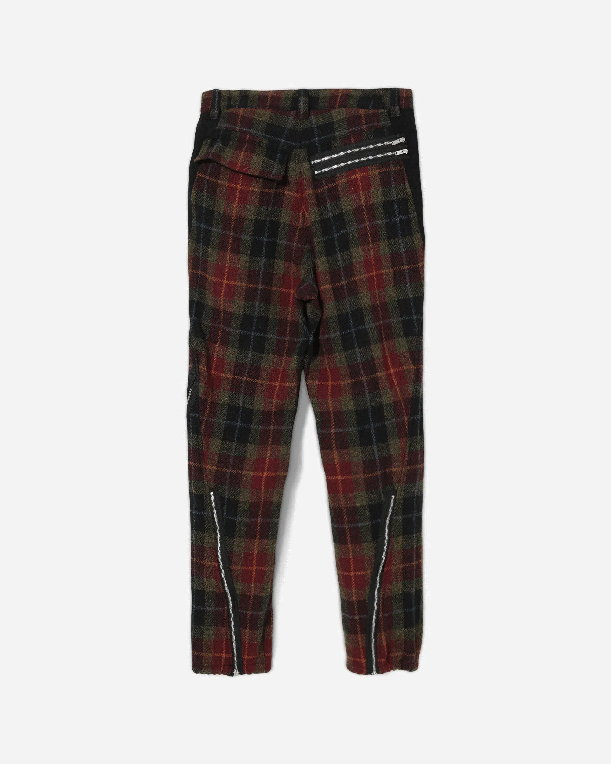 Undercover Men's Harris Tweed Wool Zip Pants Bordaux