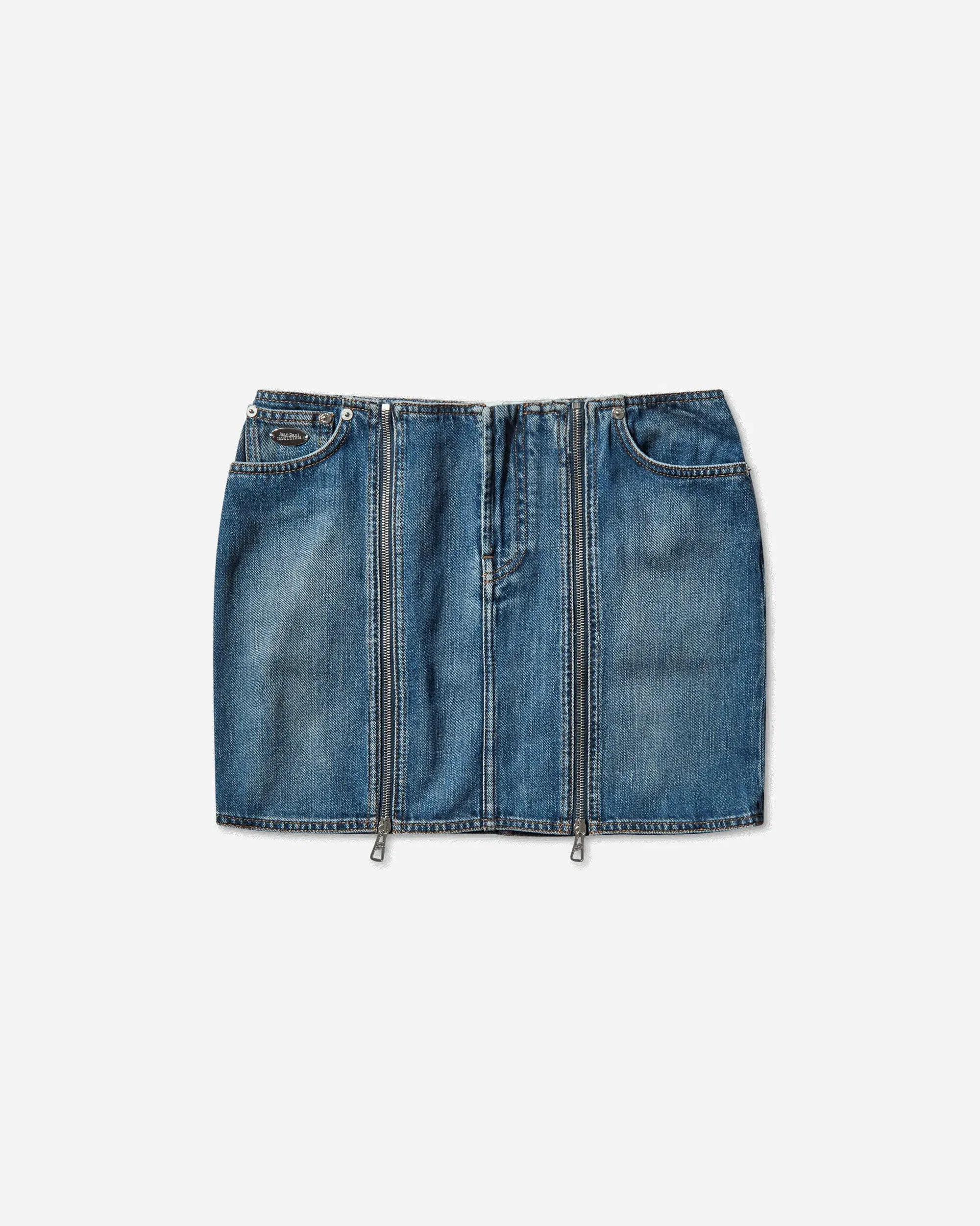 Jean Paul Gaultier Women's Zipped Denim Skirt Blue