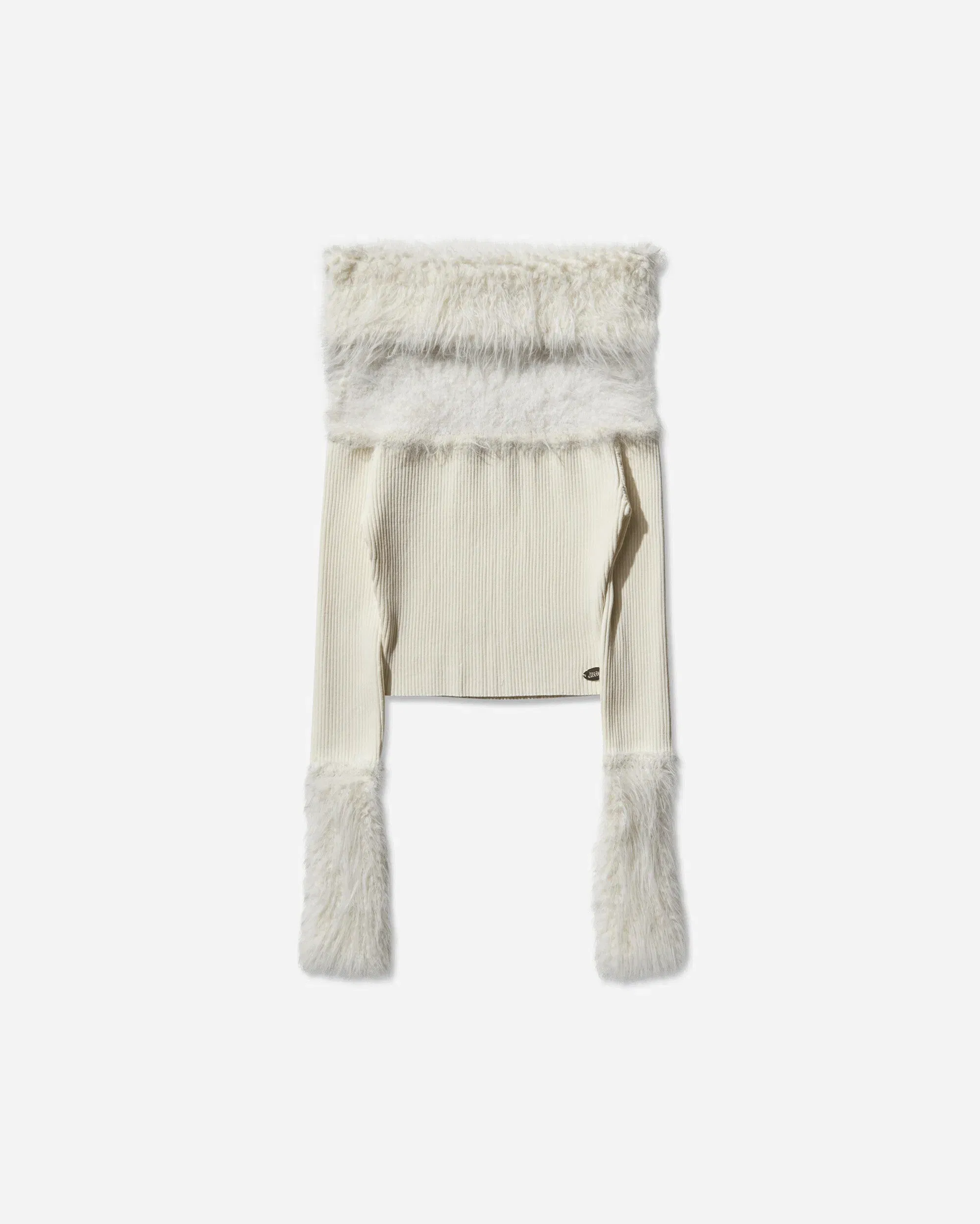 Jean Paul Gaultier Women's Off-Shoulder Hairy Sweater Ecru