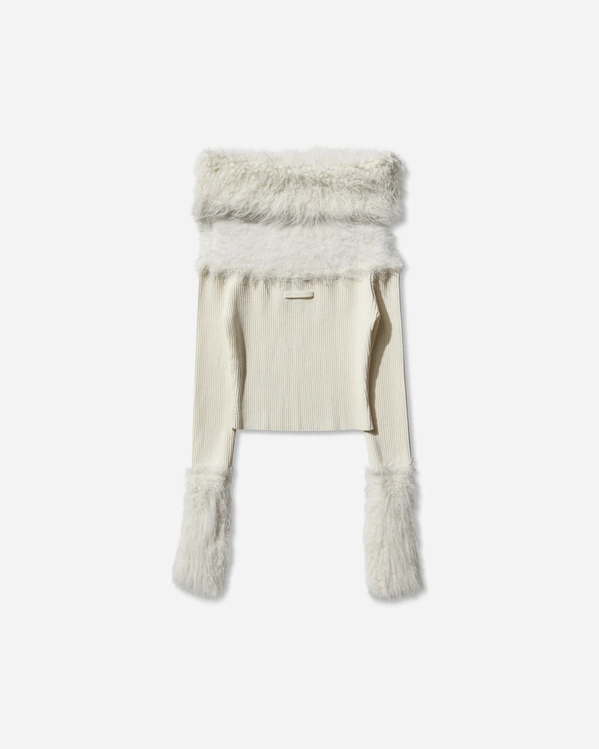 Jean Paul Gaultier Women's Off-Shoulder Hairy Sweater Ecru