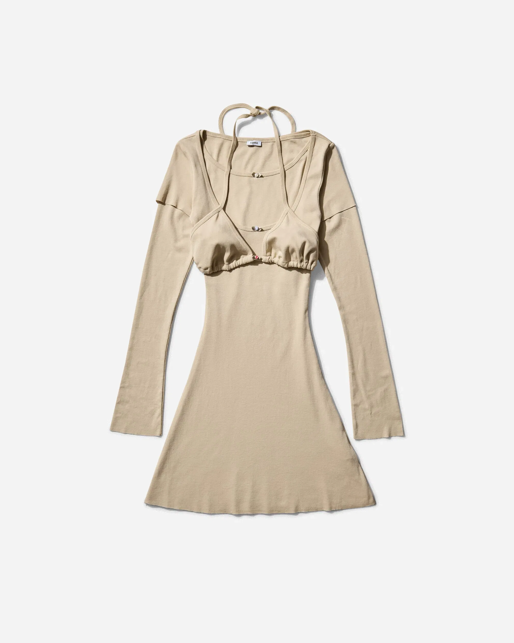 Abra Women's Overlayered Dress Beige
