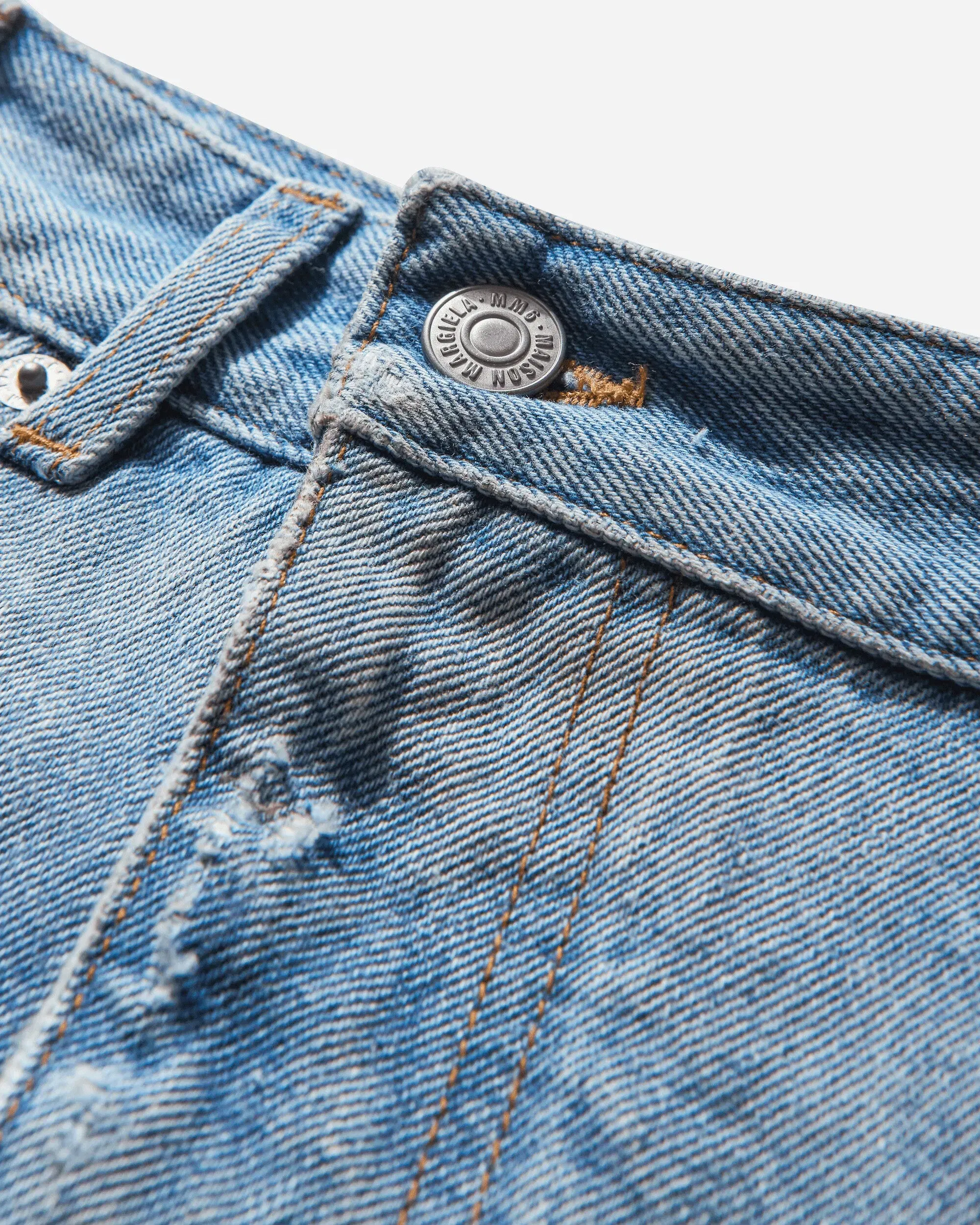 MM6 Maison Margiela Women's Distressed Denim Skirt Blue