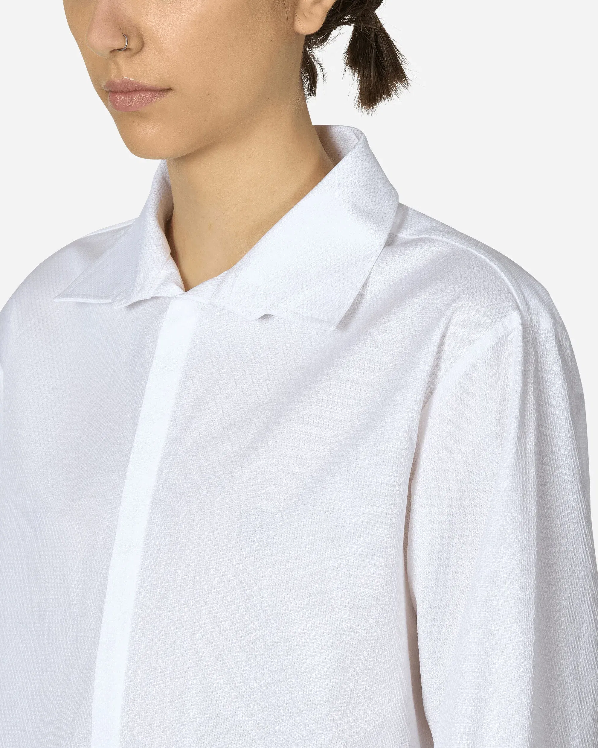 MM6 Maison Margiela Wide Sleeved Stripy Poplin Shirt Off White