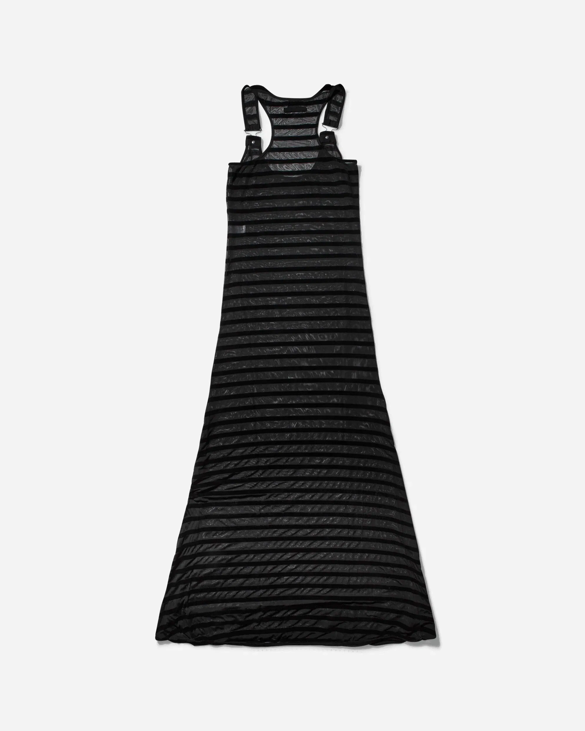 Jean Paul Gaultier Women's Striped Mesh Long Dress Black