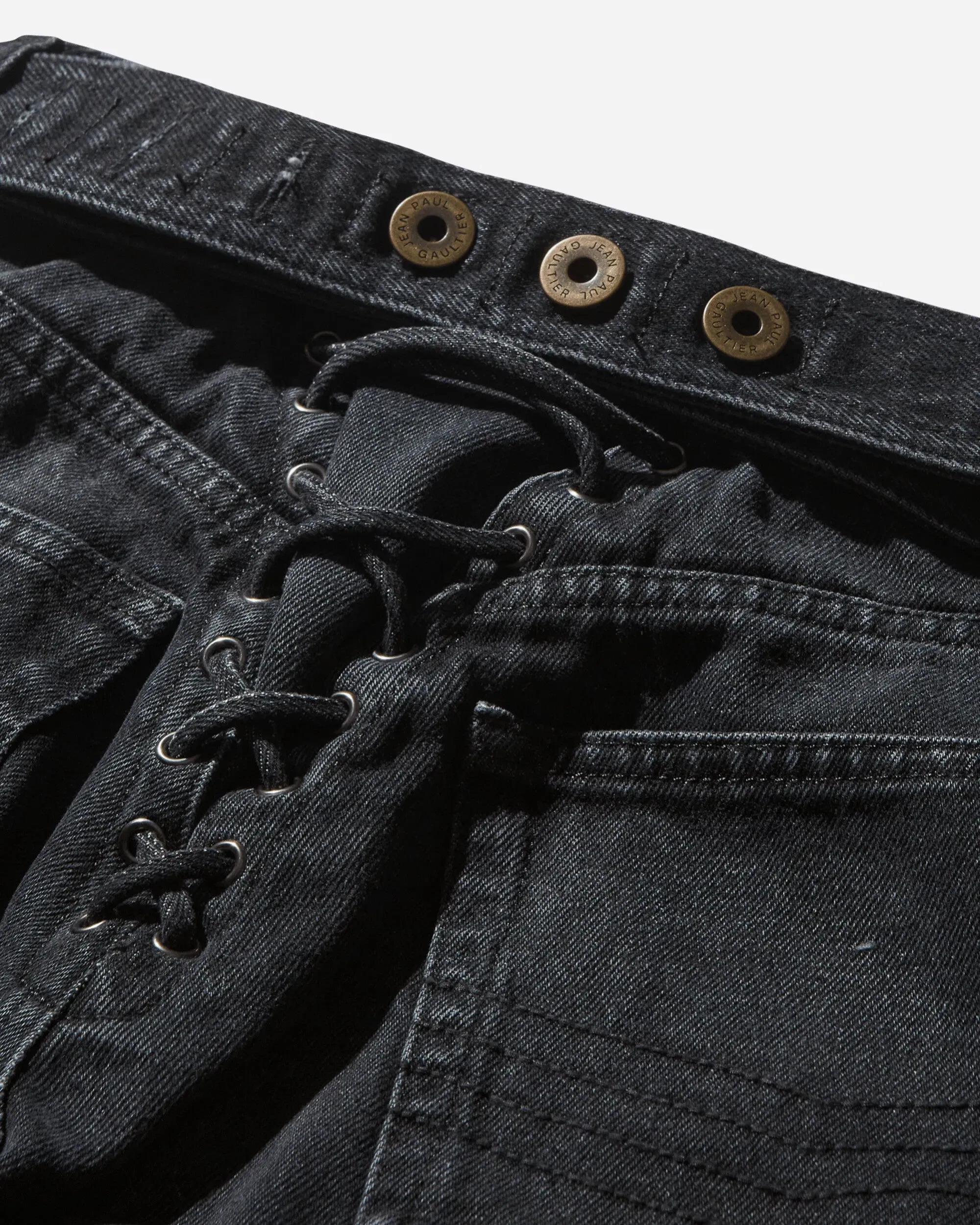 Jean Paul Gaultier Women's Lace-Up Denim Pants Vintage Black