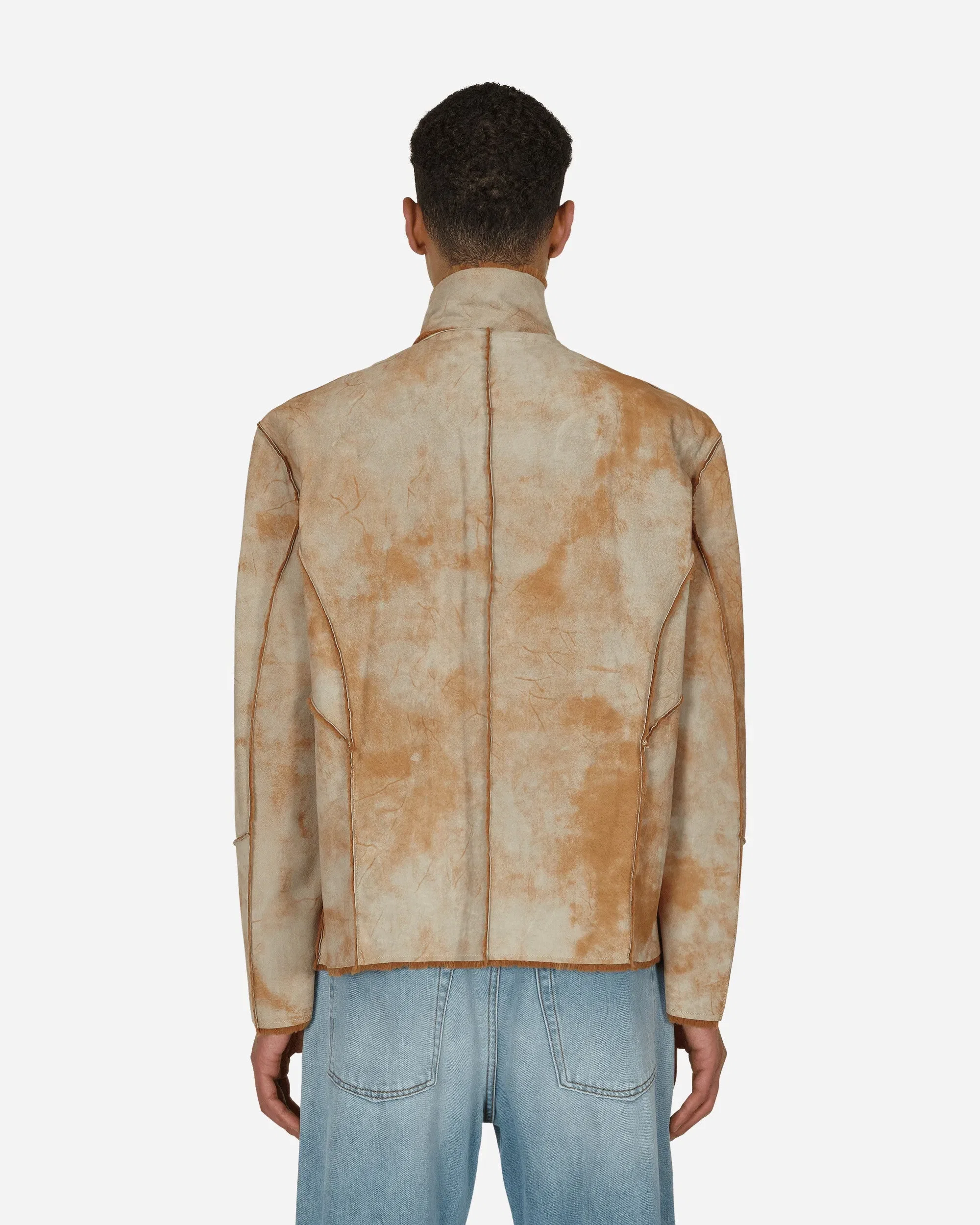 GUESS USA Leather Sherpa Jacket Beige