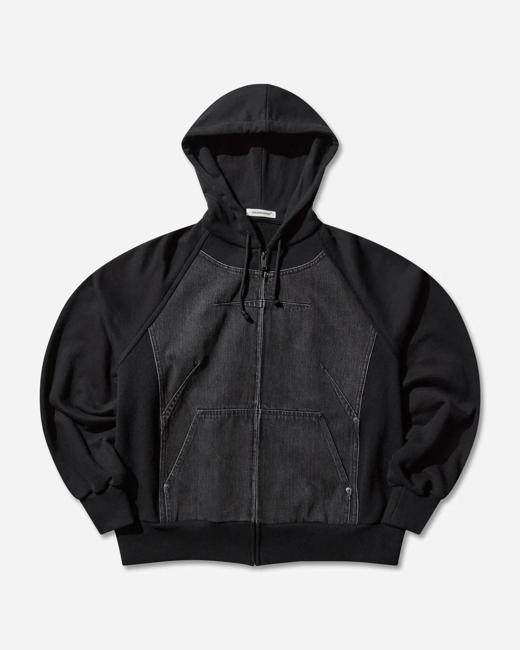 Undercover Women's Denim and Cotton Zip Hoodie Black