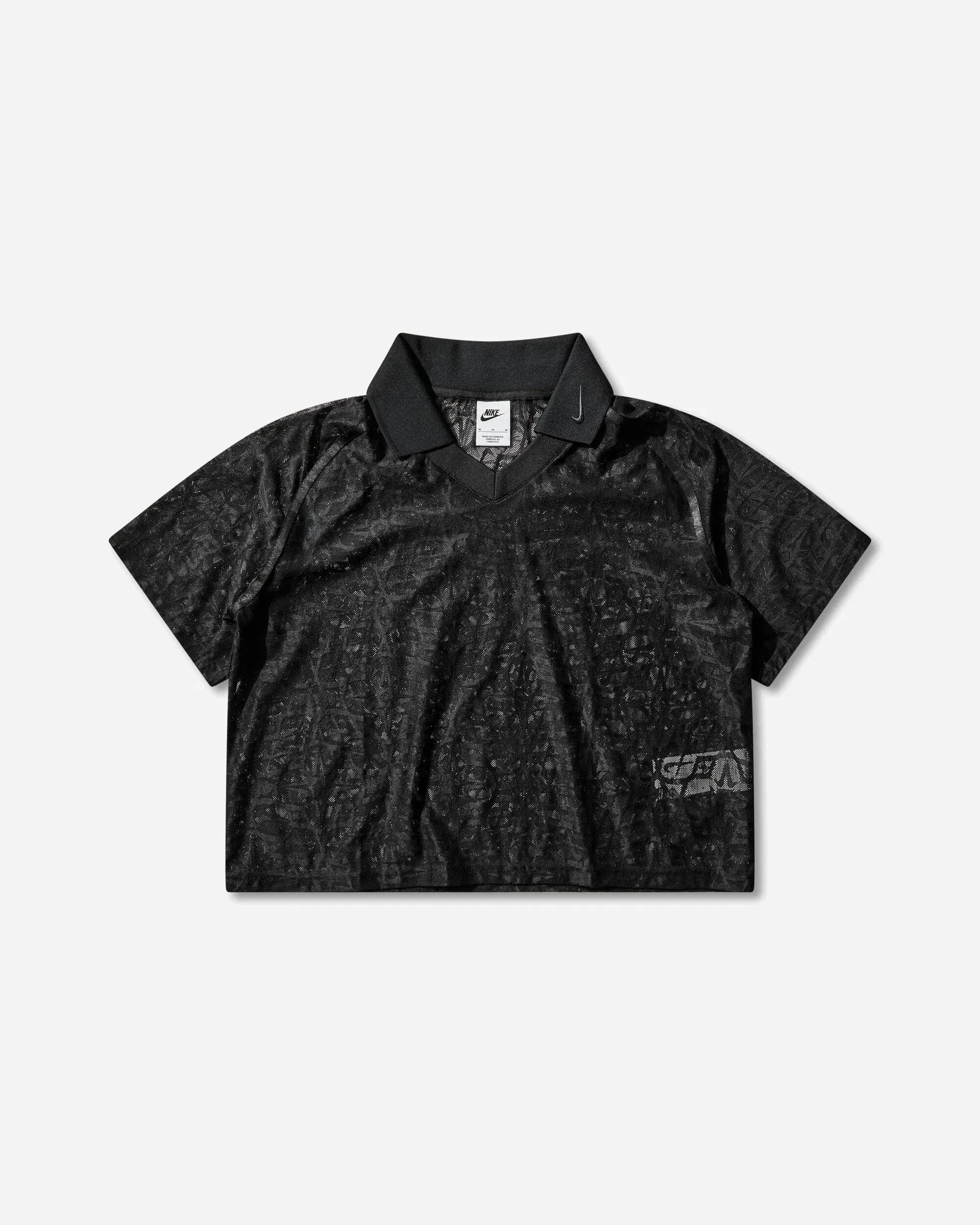 Nike Women's Loose Lace Polo Jersey Top Black
