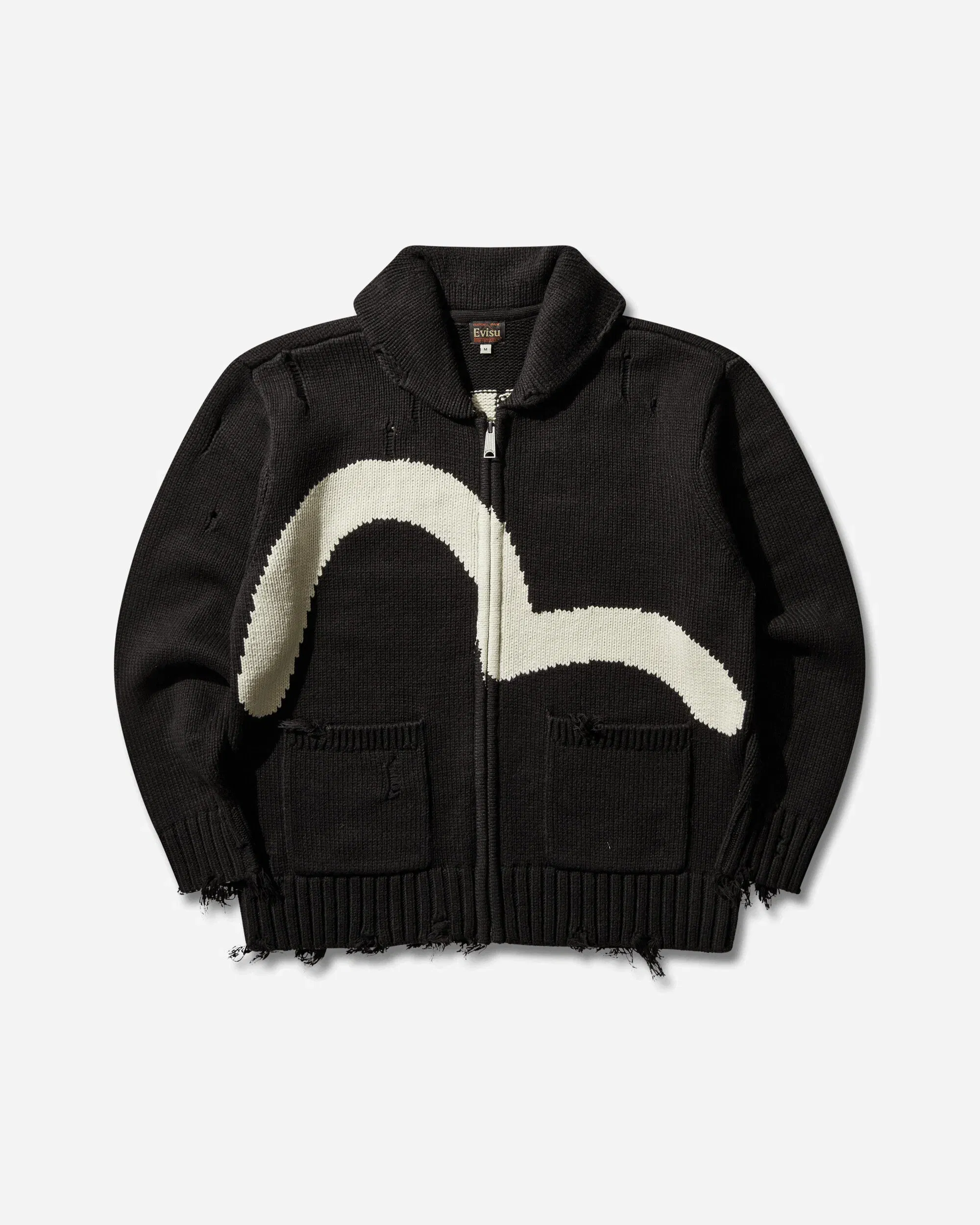 EVISU Men's Cowichan Cardigan Jacket Black