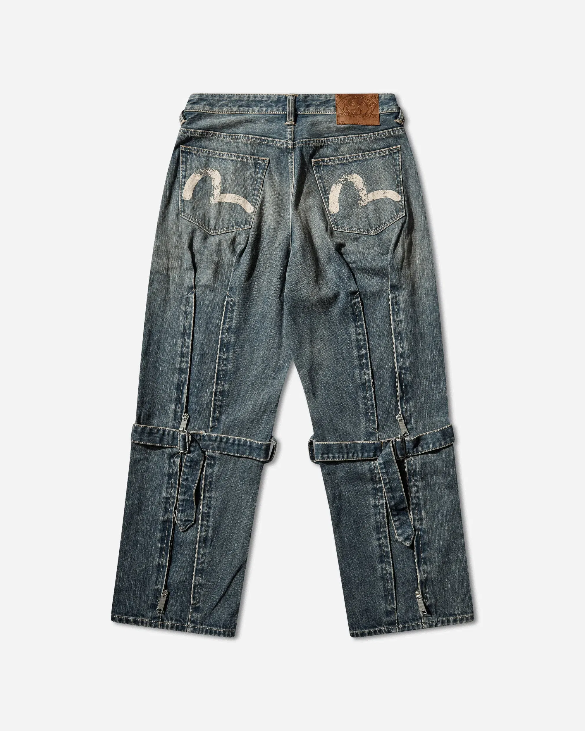 EVISU Men's Washed Bondage Jeans Indigo