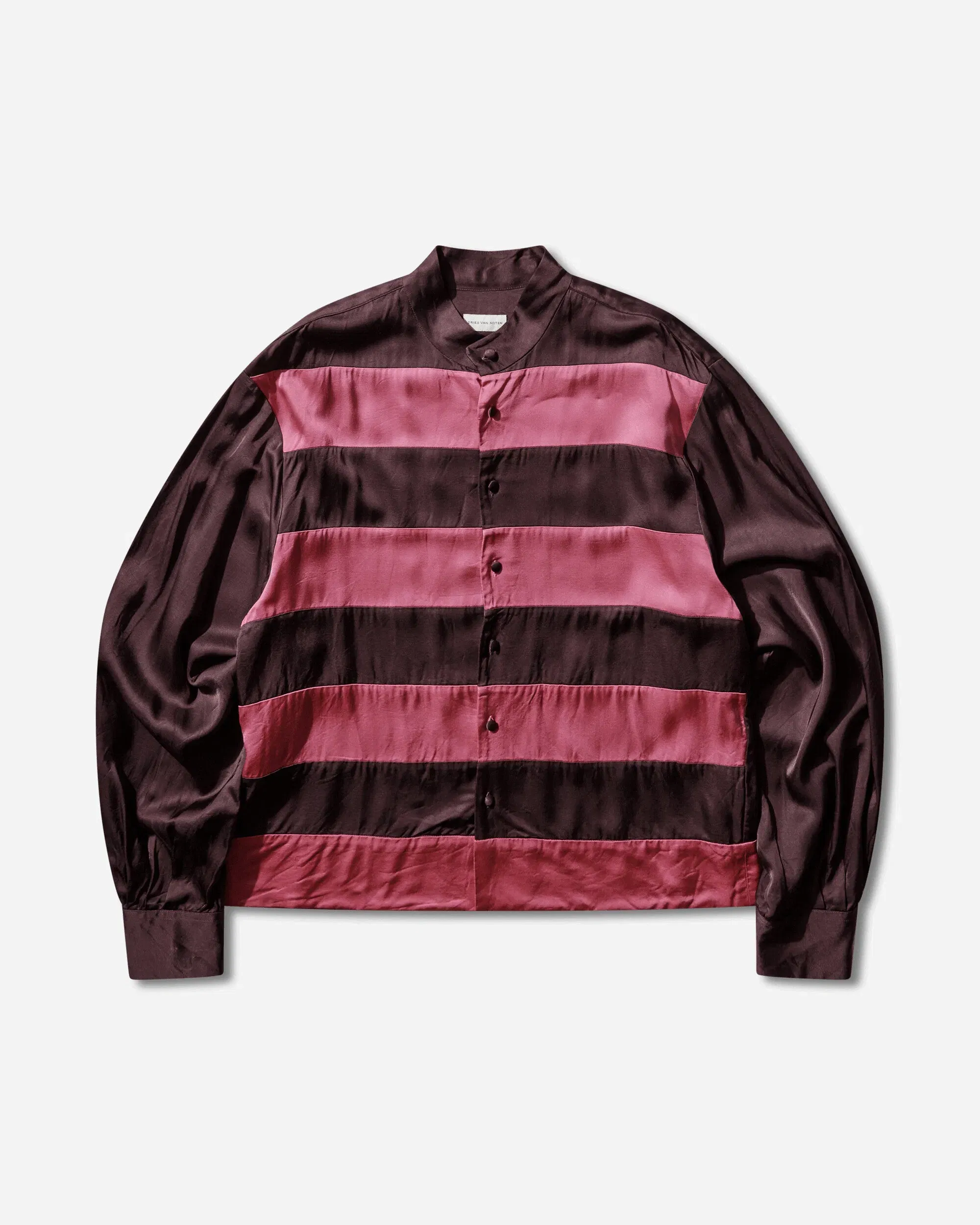 DRIES VAN NOTEN Men's Striped Viscose Shirt Fuchsia
