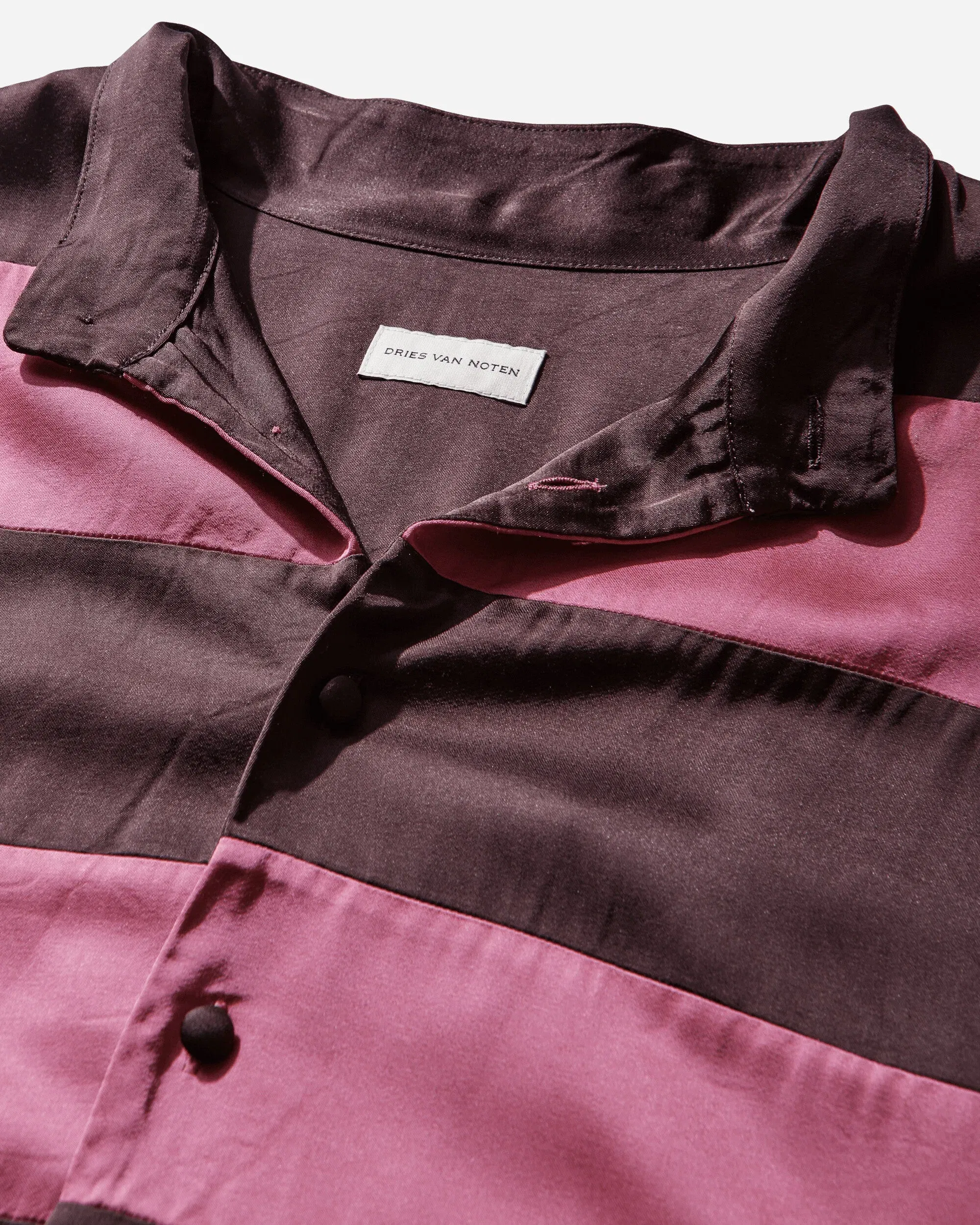 DRIES VAN NOTEN Men's Striped Viscose Shirt Fuchsia