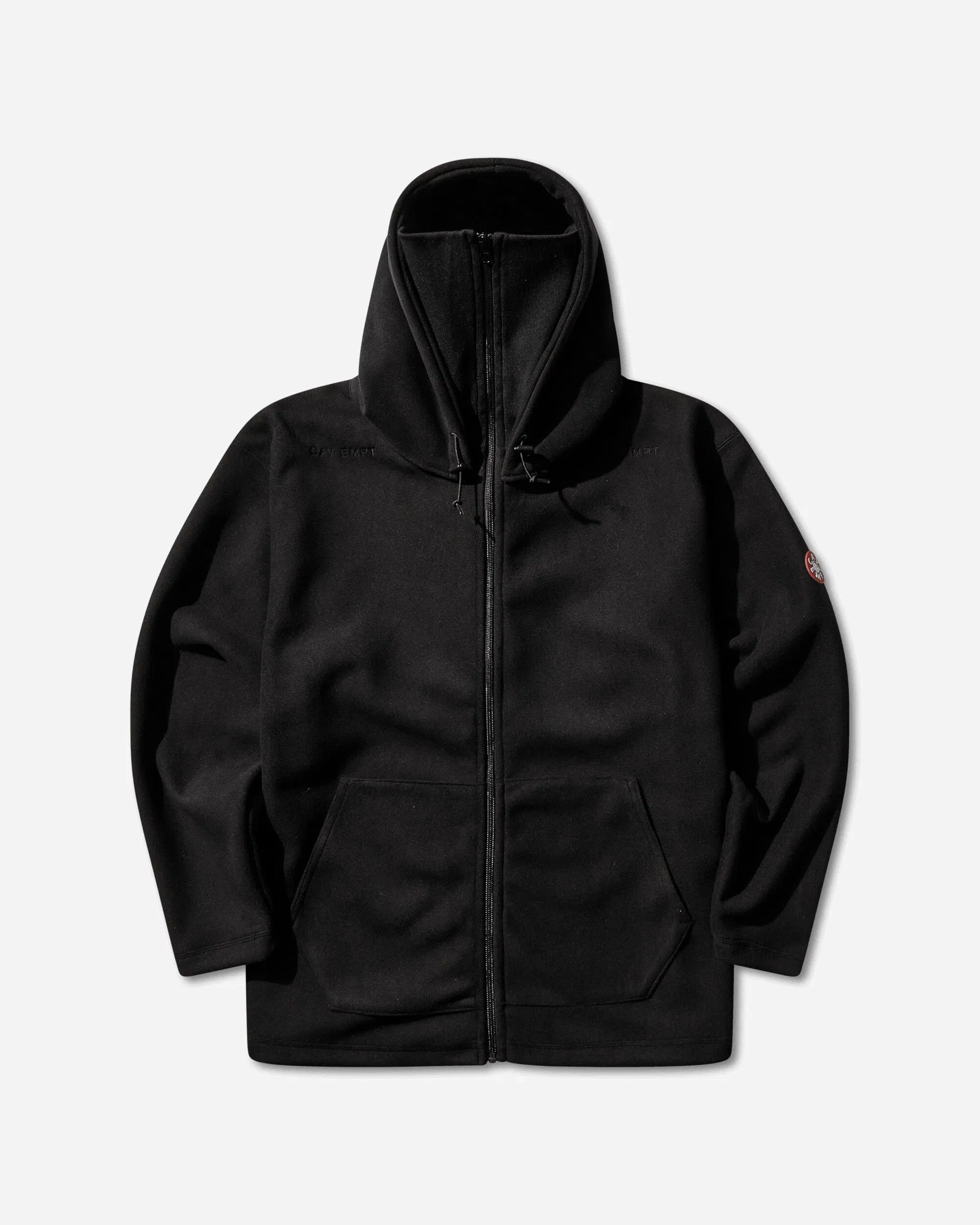 Cav Empt Men's Attached Hood Zip Up Fleece Jacket Black