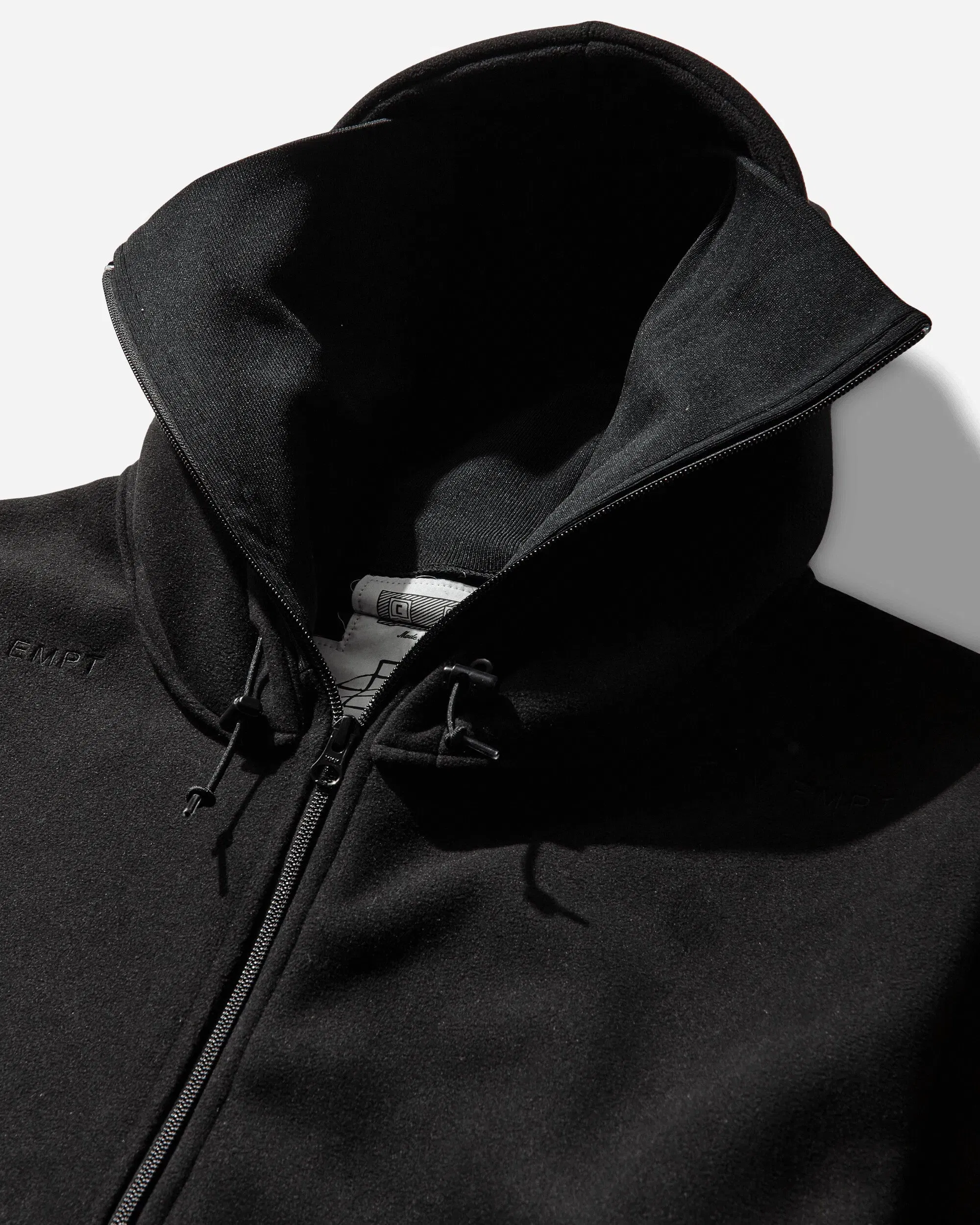 Cav Empt Men's Attached Hood Zip Up Fleece Jacket Black