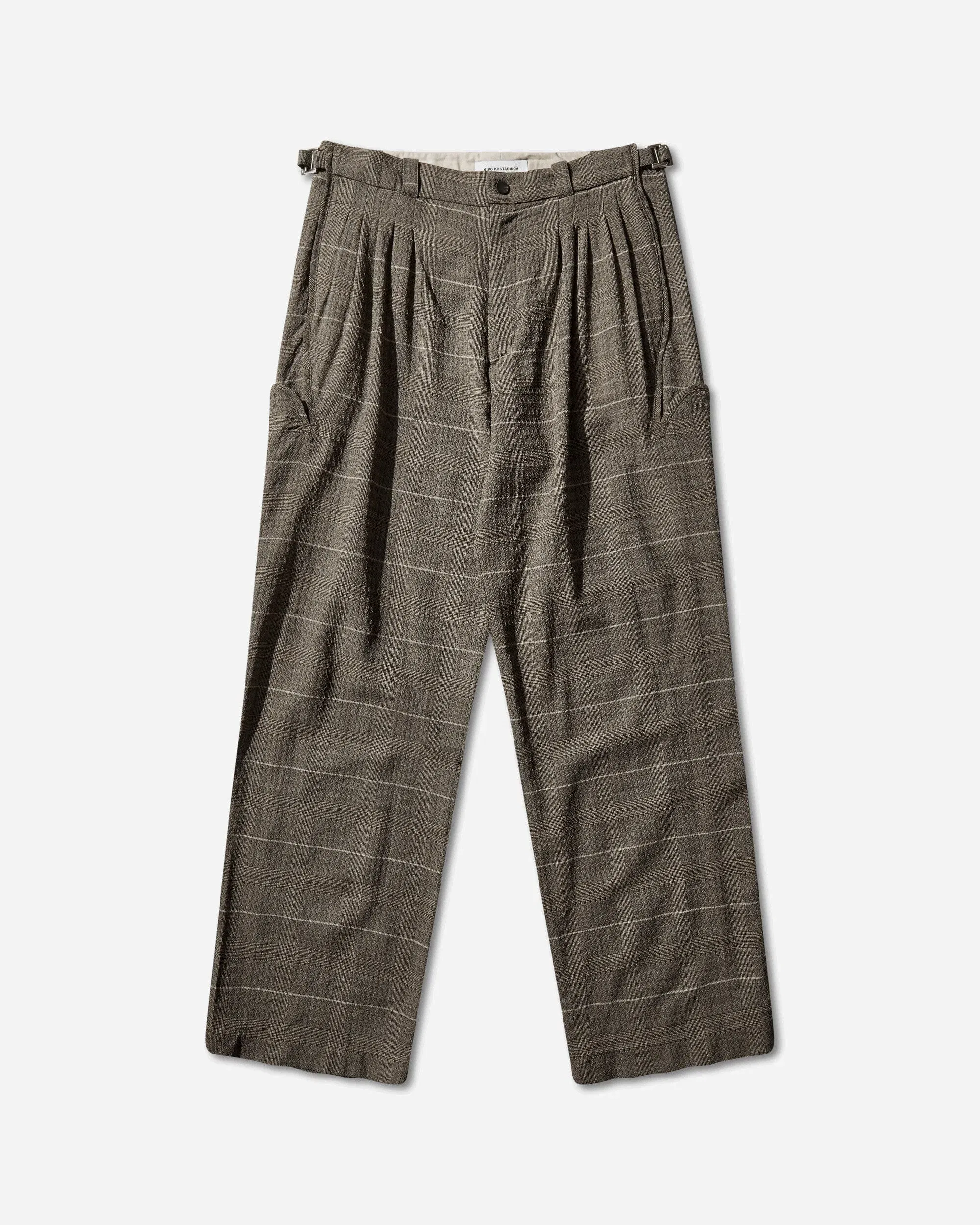 Kiko Kostadinov Men's Andras Formal Trousers Taupe Check