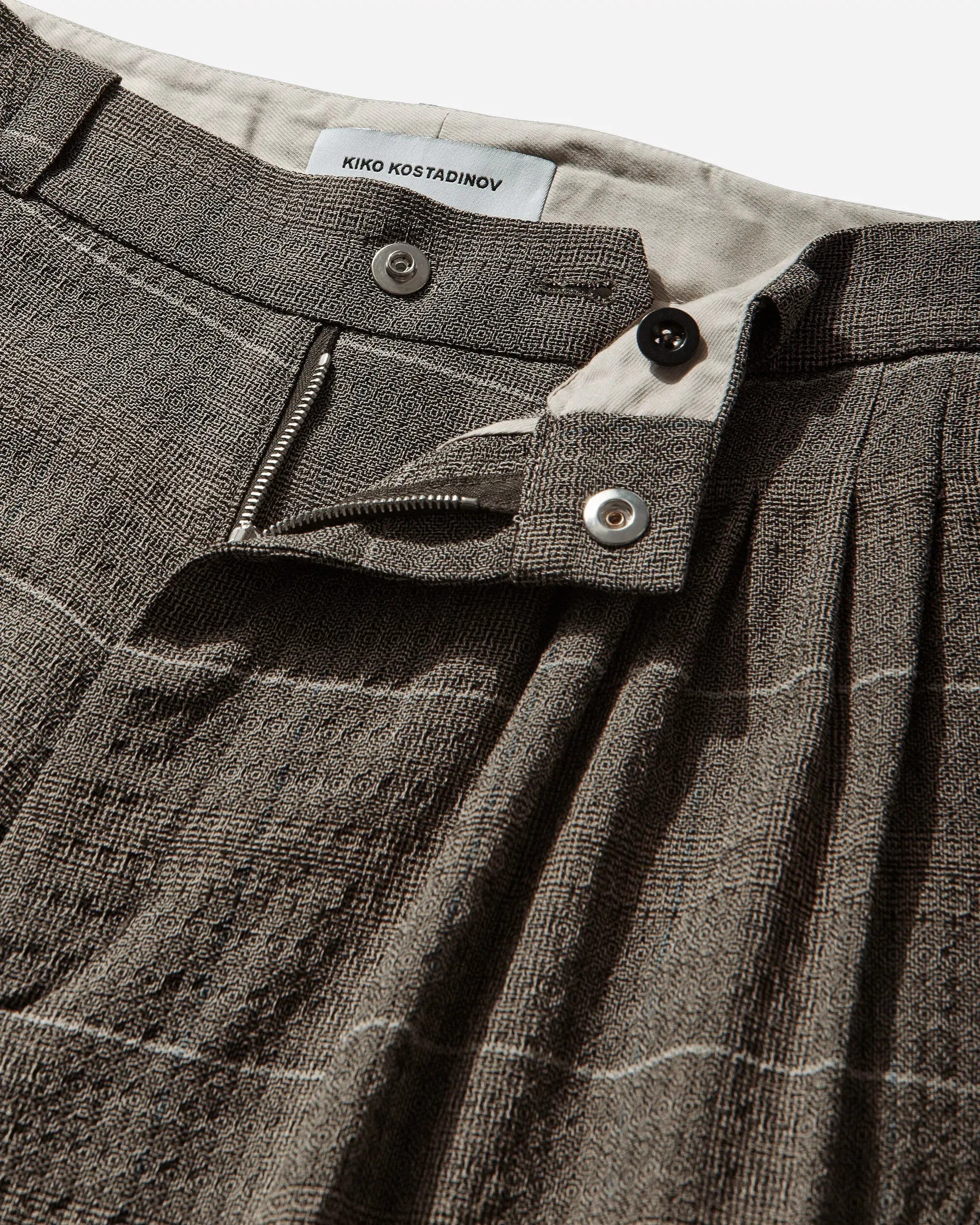 Kiko Kostadinov Men's Andras Formal Trousers Taupe Check
