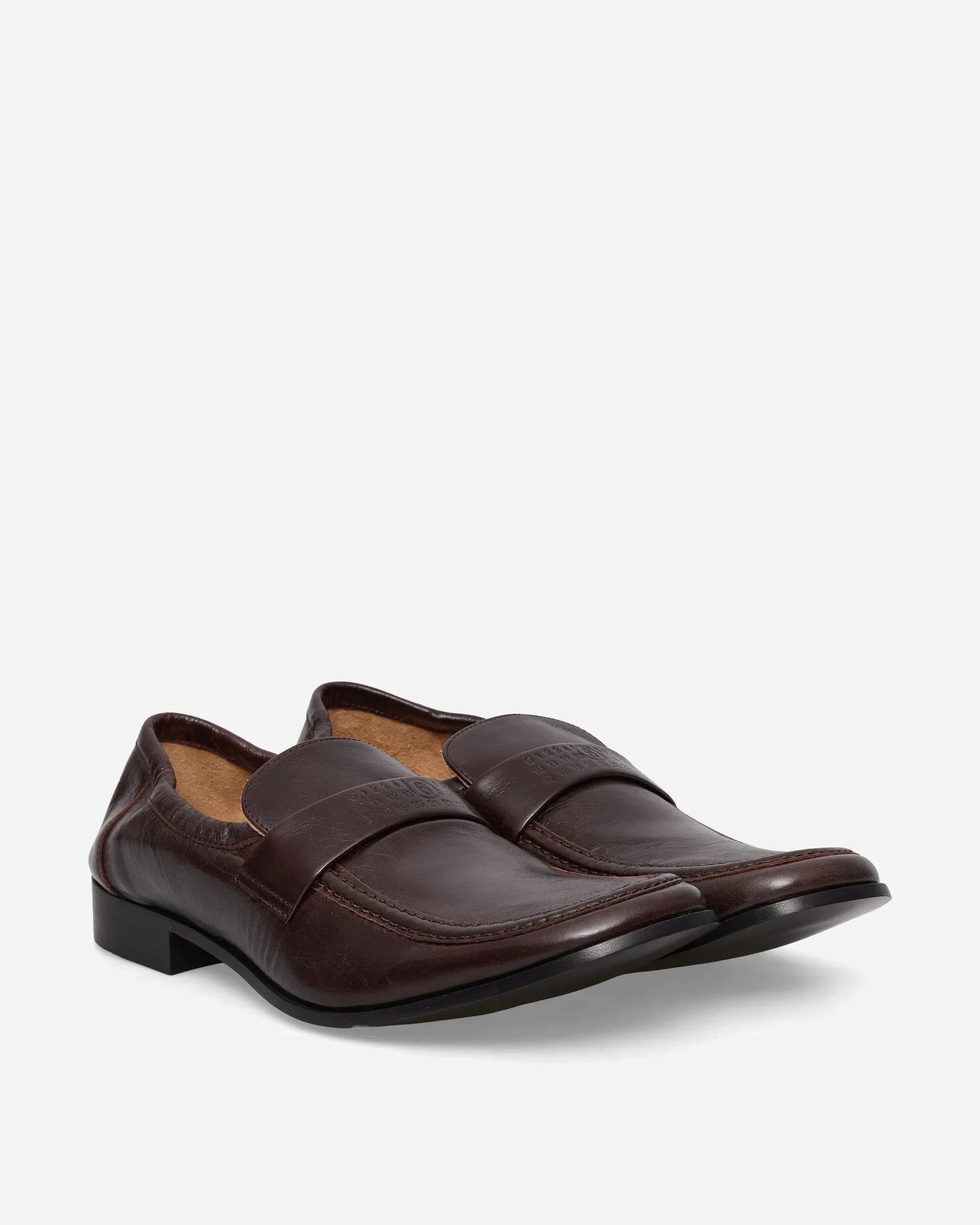 MM6 Maison Margiela Men's Swing-Toe Leather Loafers Brown