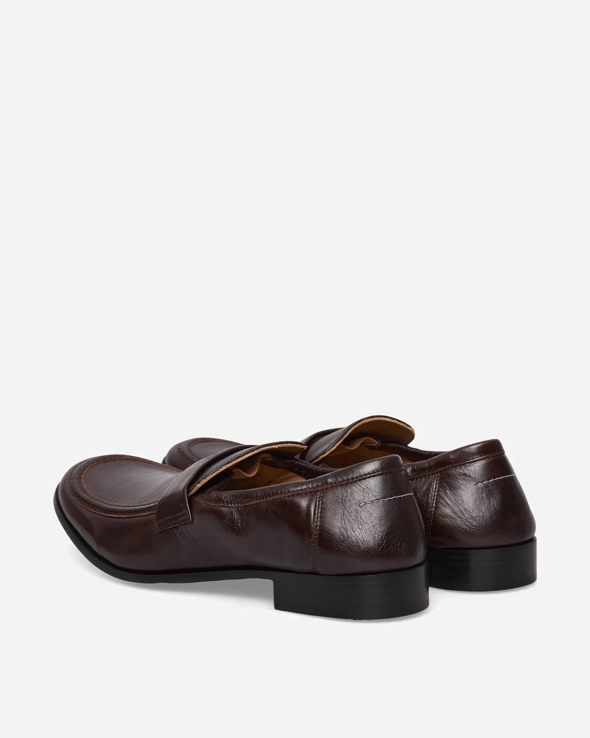 MM6 Maison Margiela Men's Swing-Toe Leather Loafers Brown