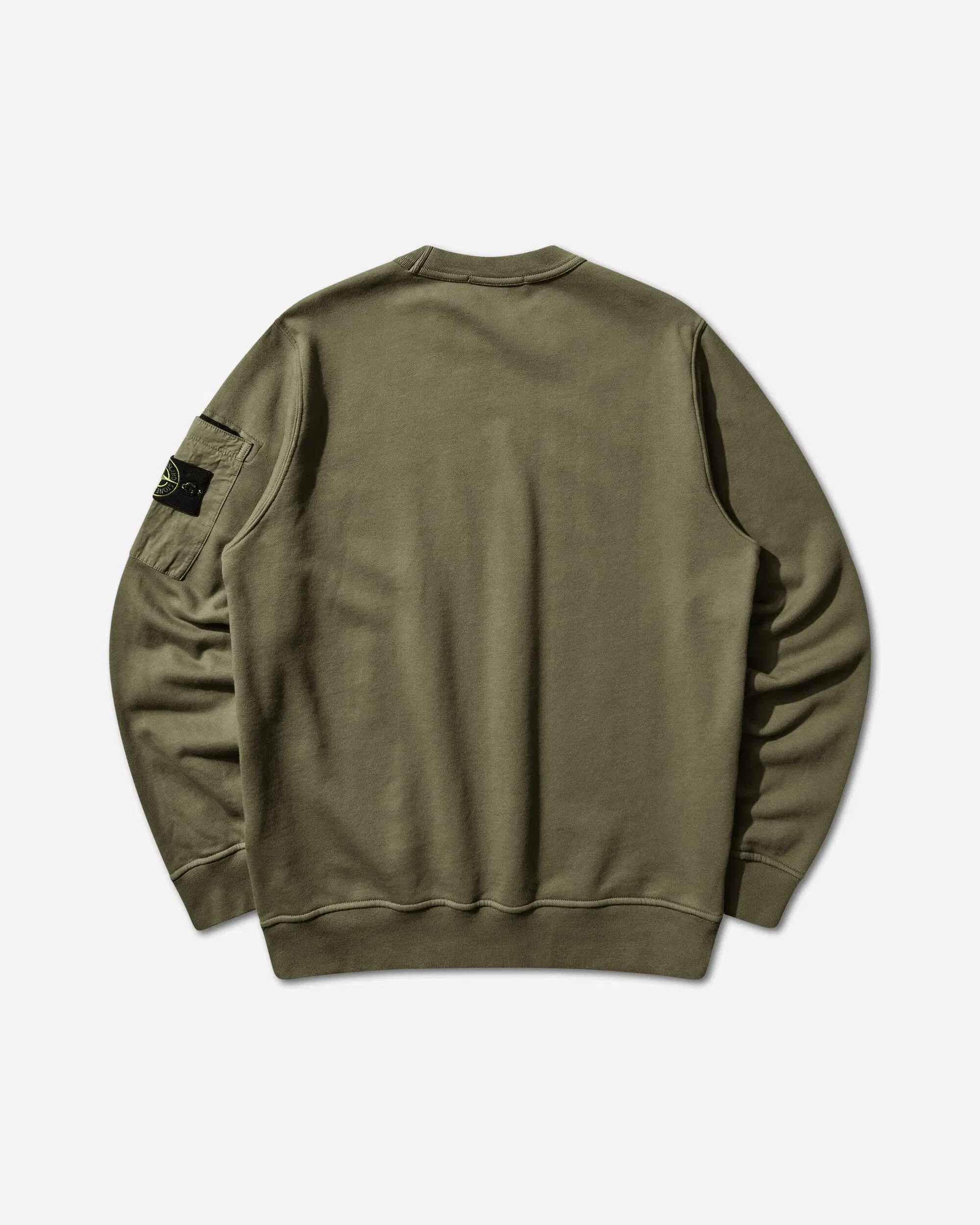 Stone Island Men's Cotton Fleece Pocket Crewneck Sweatshirt Military Green