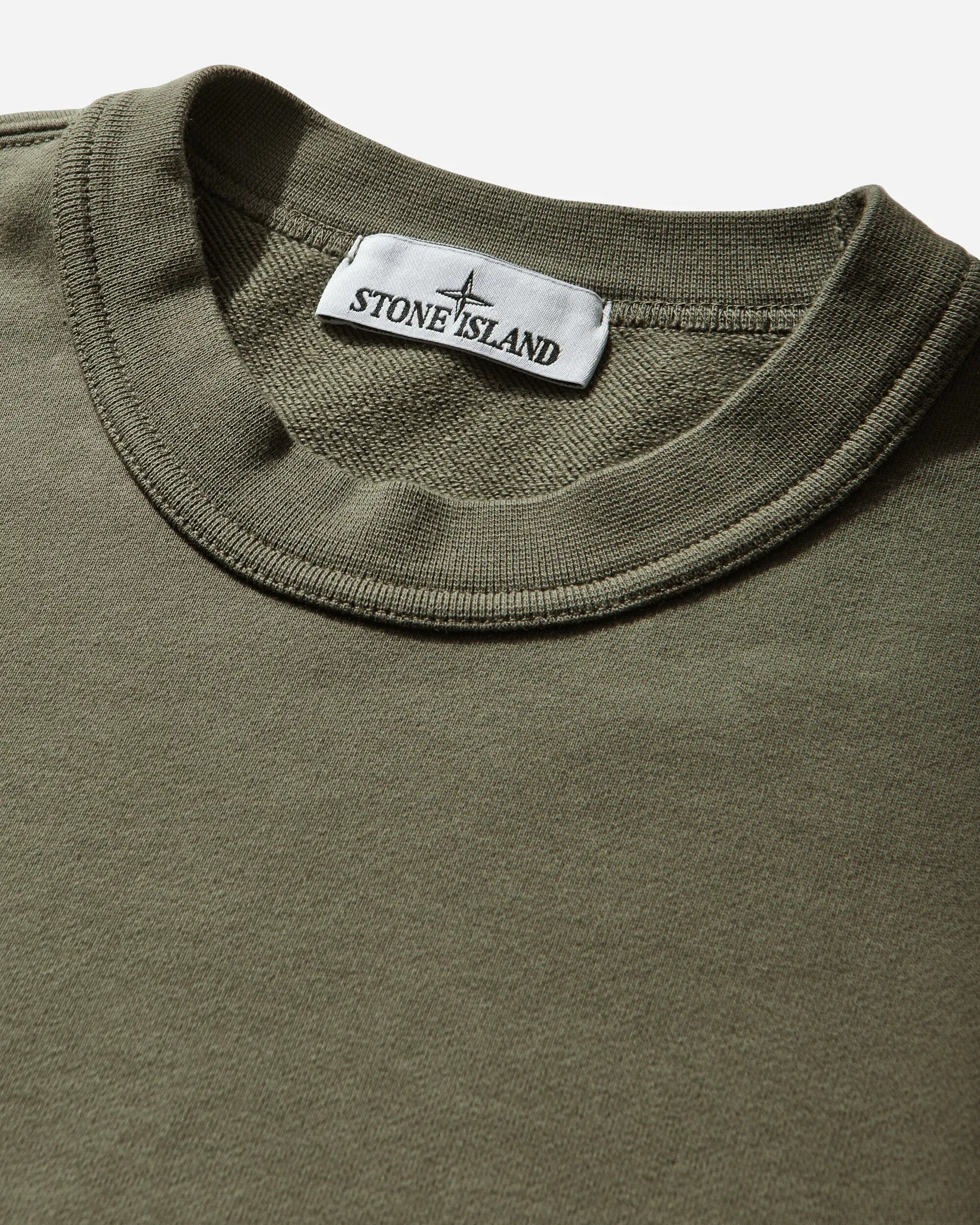 Stone Island Men's Cotton Fleece Pocket Crewneck Sweatshirt Military Green