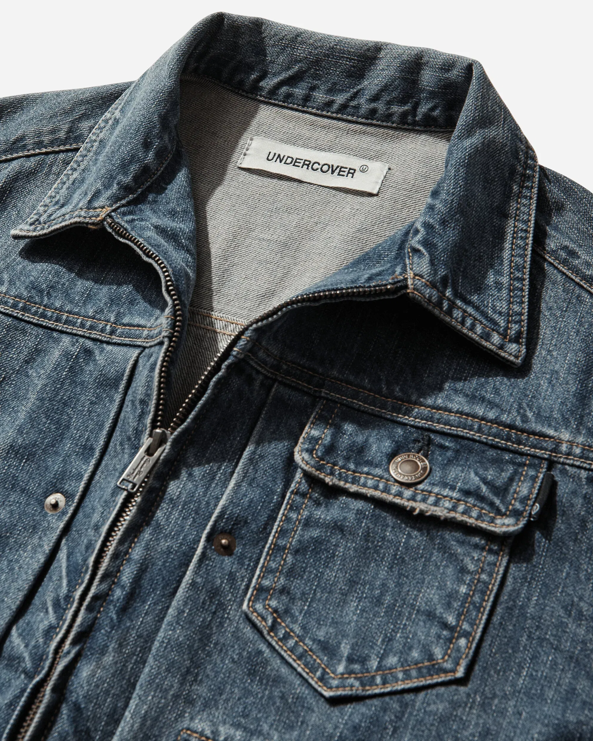 Undercover Women's Distressed Denim Zip Jacket Indigo