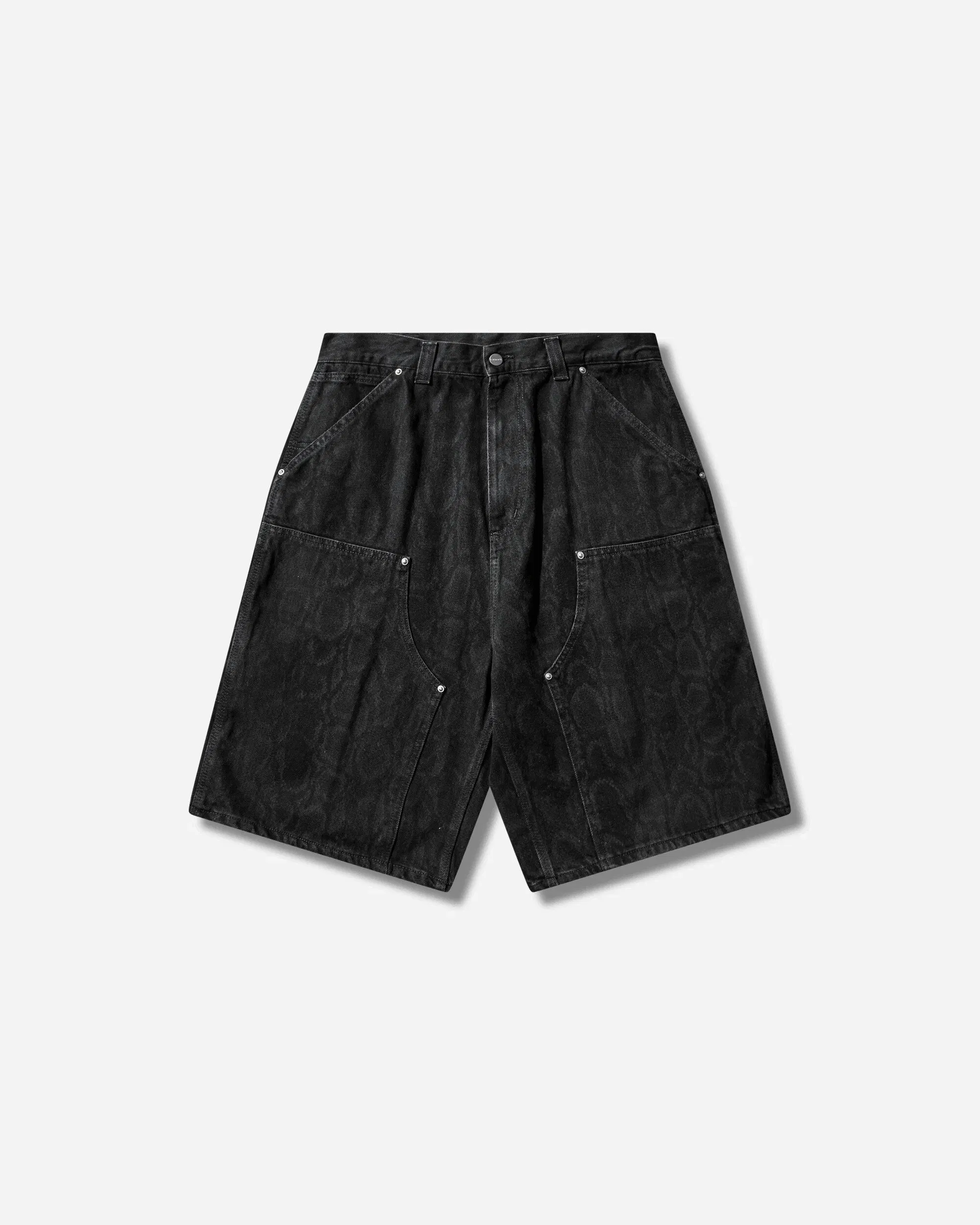 Carhartt WIP Men's OG Double Knee Shorts Snake Camo / Black (Heavy Stone Wash)