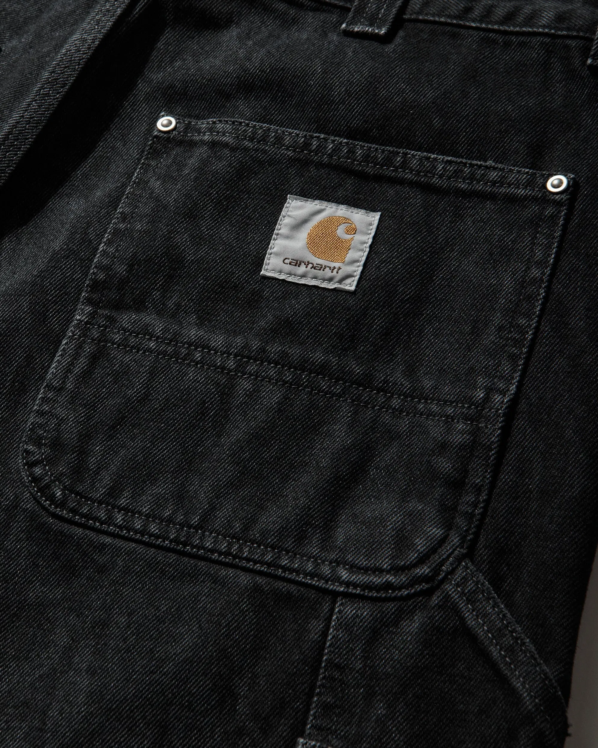 Carhartt WIP Men's OG Double Knee Shorts Snake Camo / Black (Heavy Stone Wash)