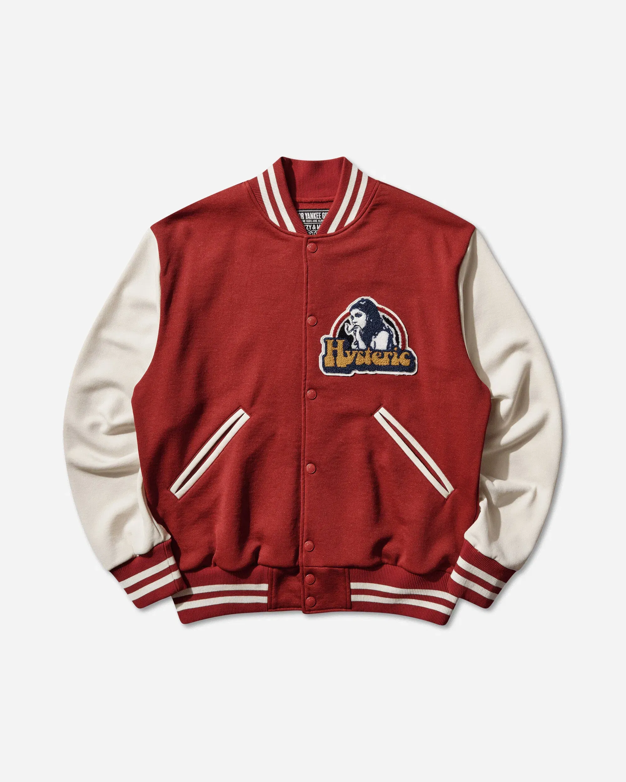 Hysteric Glamour Men's Smoking Girl Patch Stadium Jacket Red