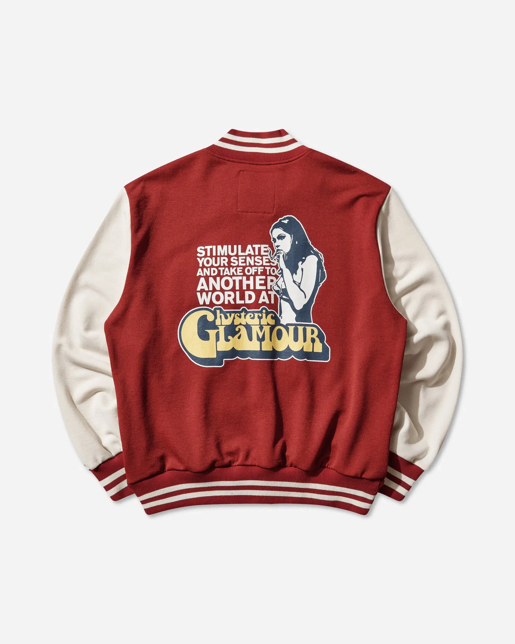 Hysteric Glamour Men's Smoking Girl Patch Stadium Jacket Red