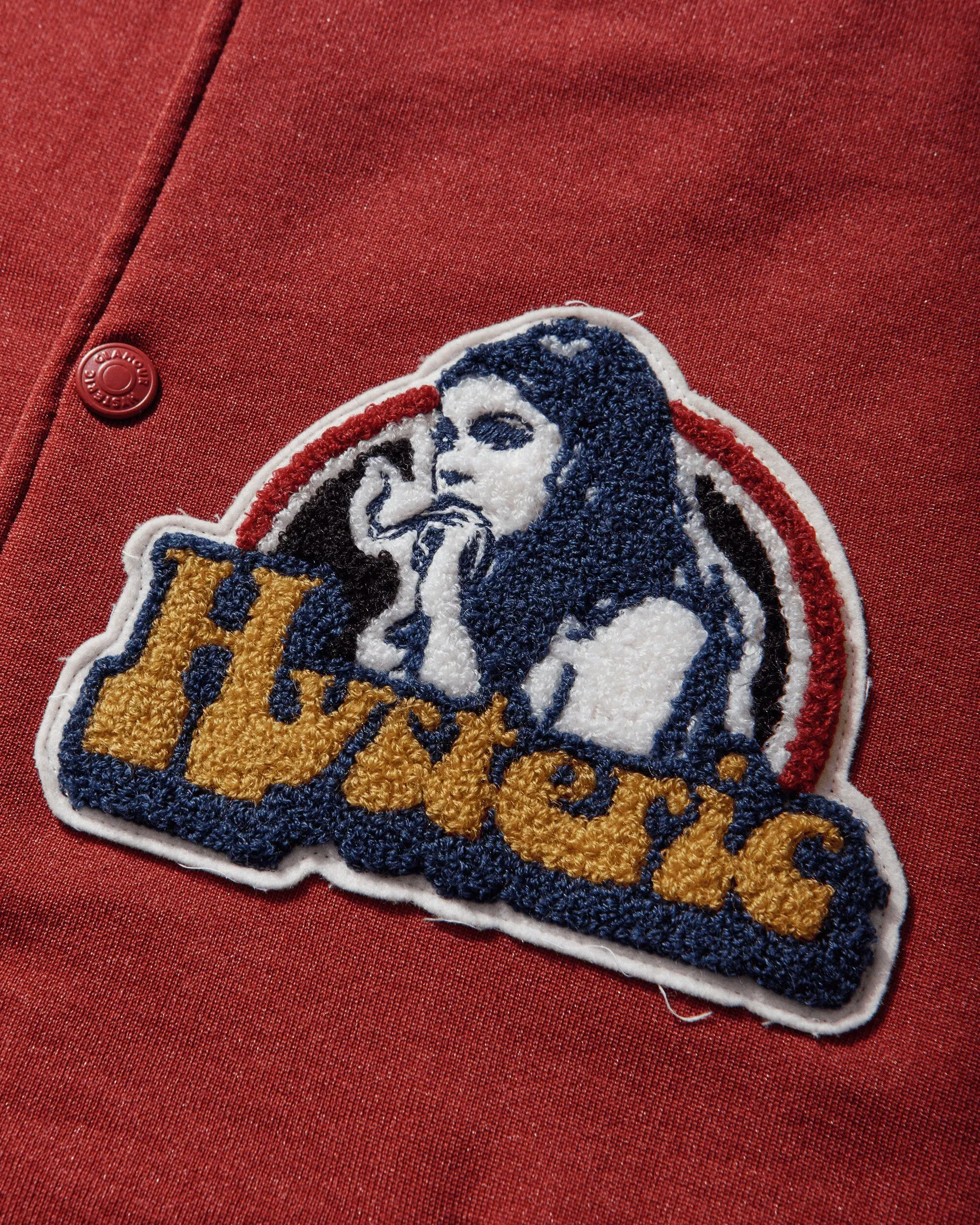 Hysteric Glamour Men's Smoking Girl Patch Stadium Jacket Red