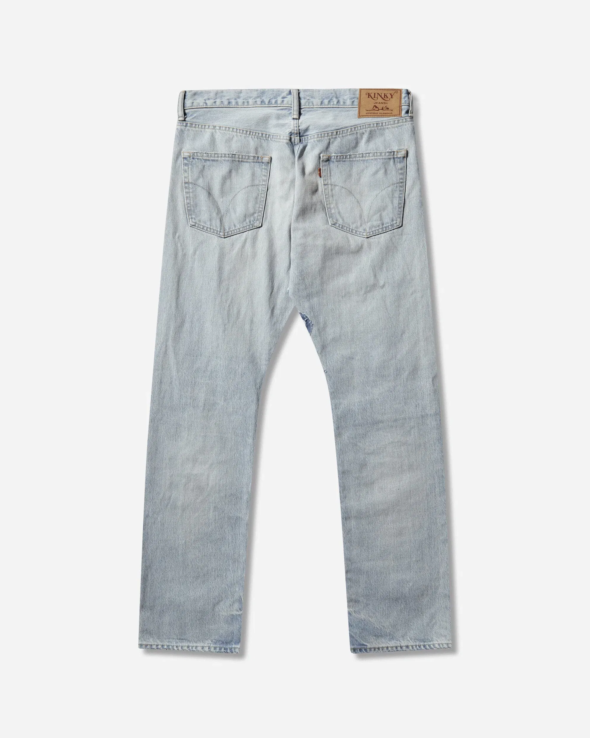 Hysteric Glamour Men's DPC Processed Slim Straight Denim Pants Light Indigo Blue