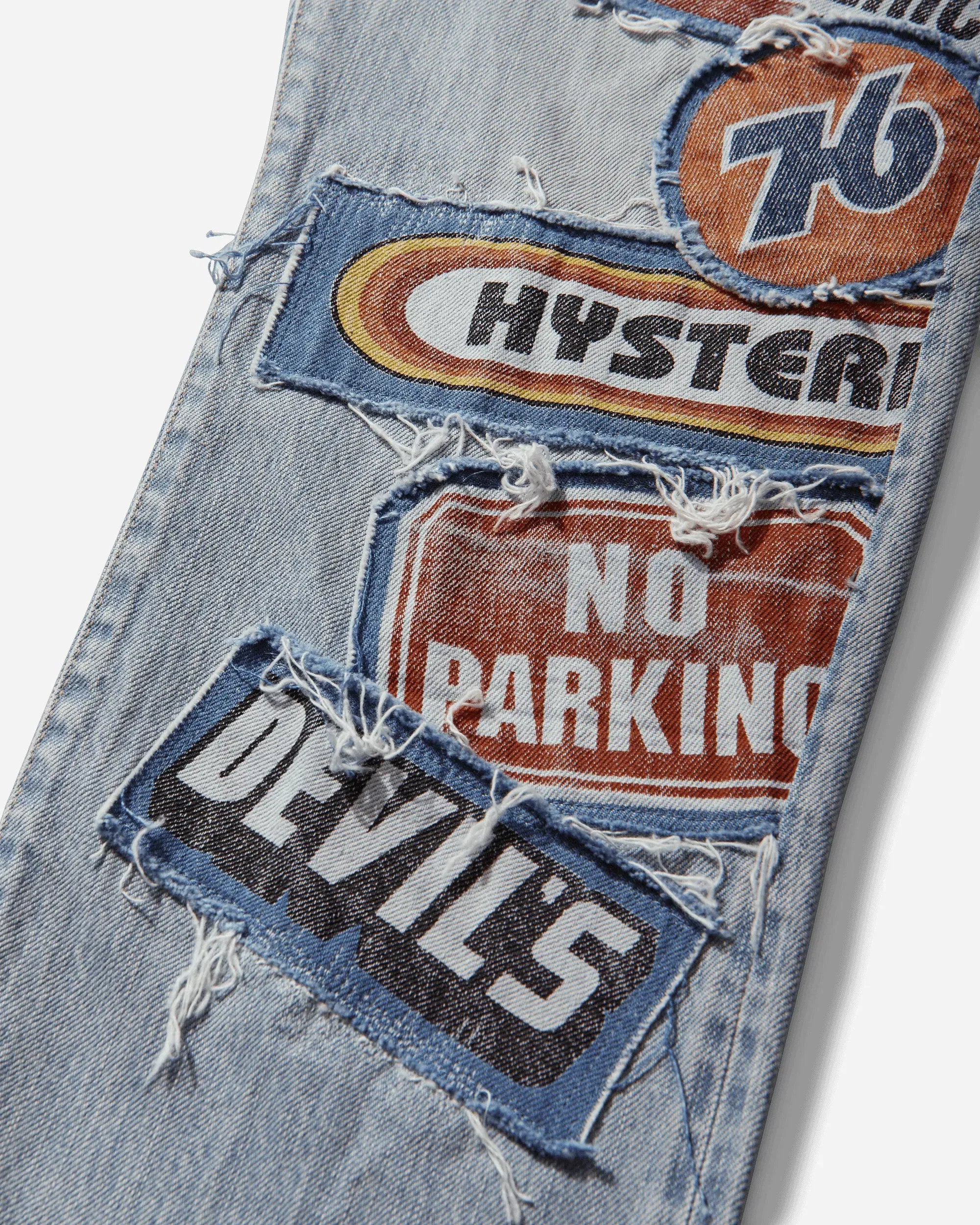 Hysteric Glamour Men's DPC Processed Slim Straight Denim Pants Light Indigo Blue