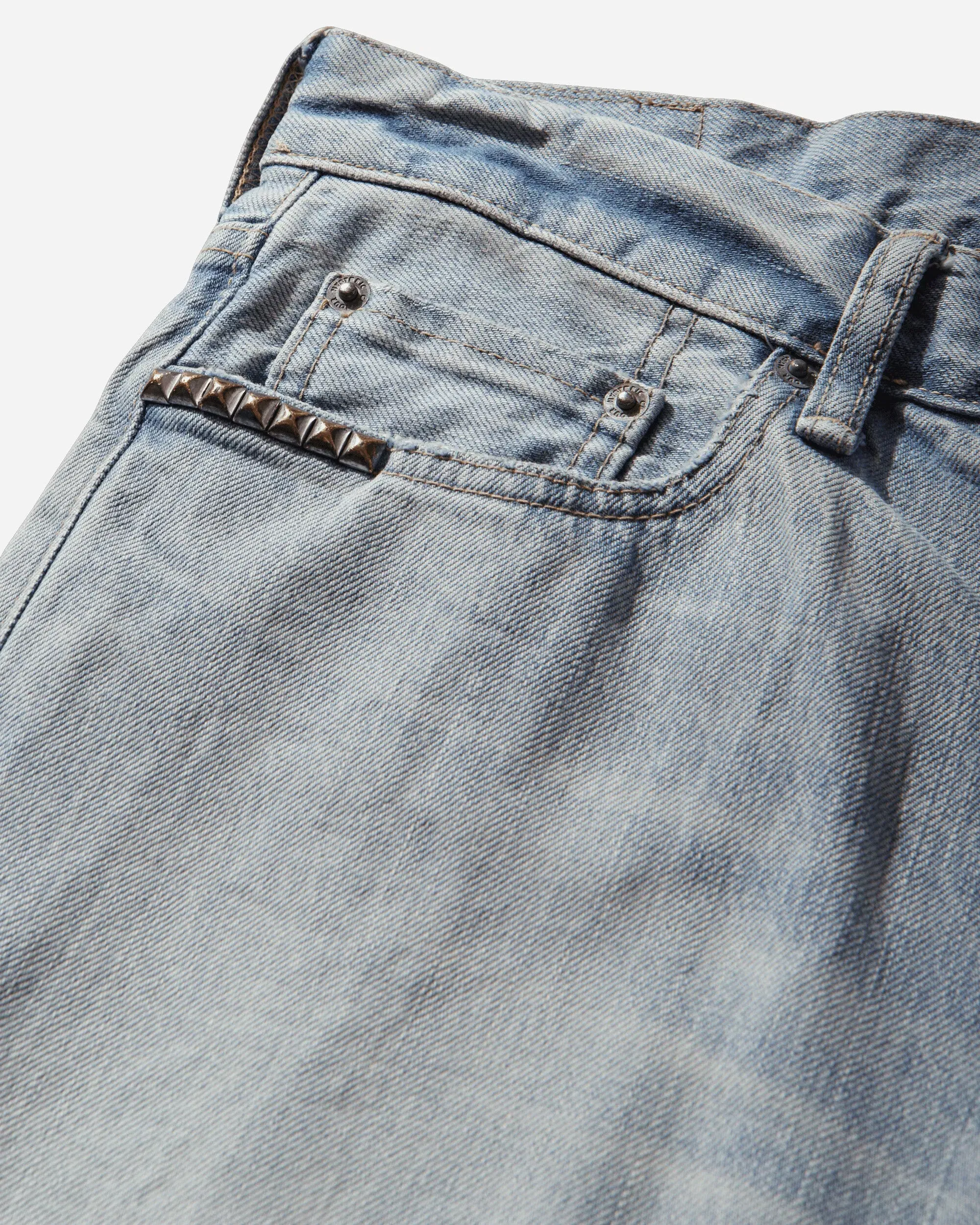 Hysteric Glamour Men's DPC Processed Slim Straight Denim Pants Light Indigo Blue