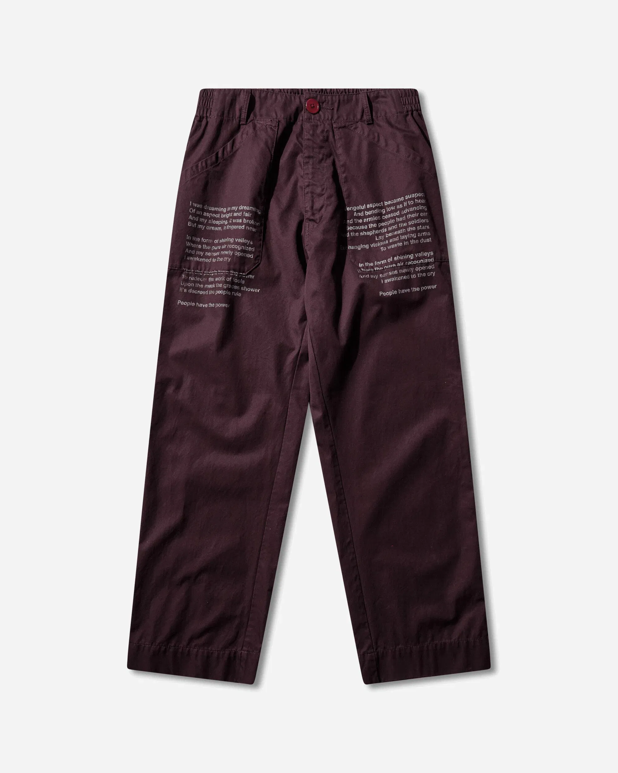 Undercover Men's People Have the Power Cotton Gabardine Pants Bordeaux