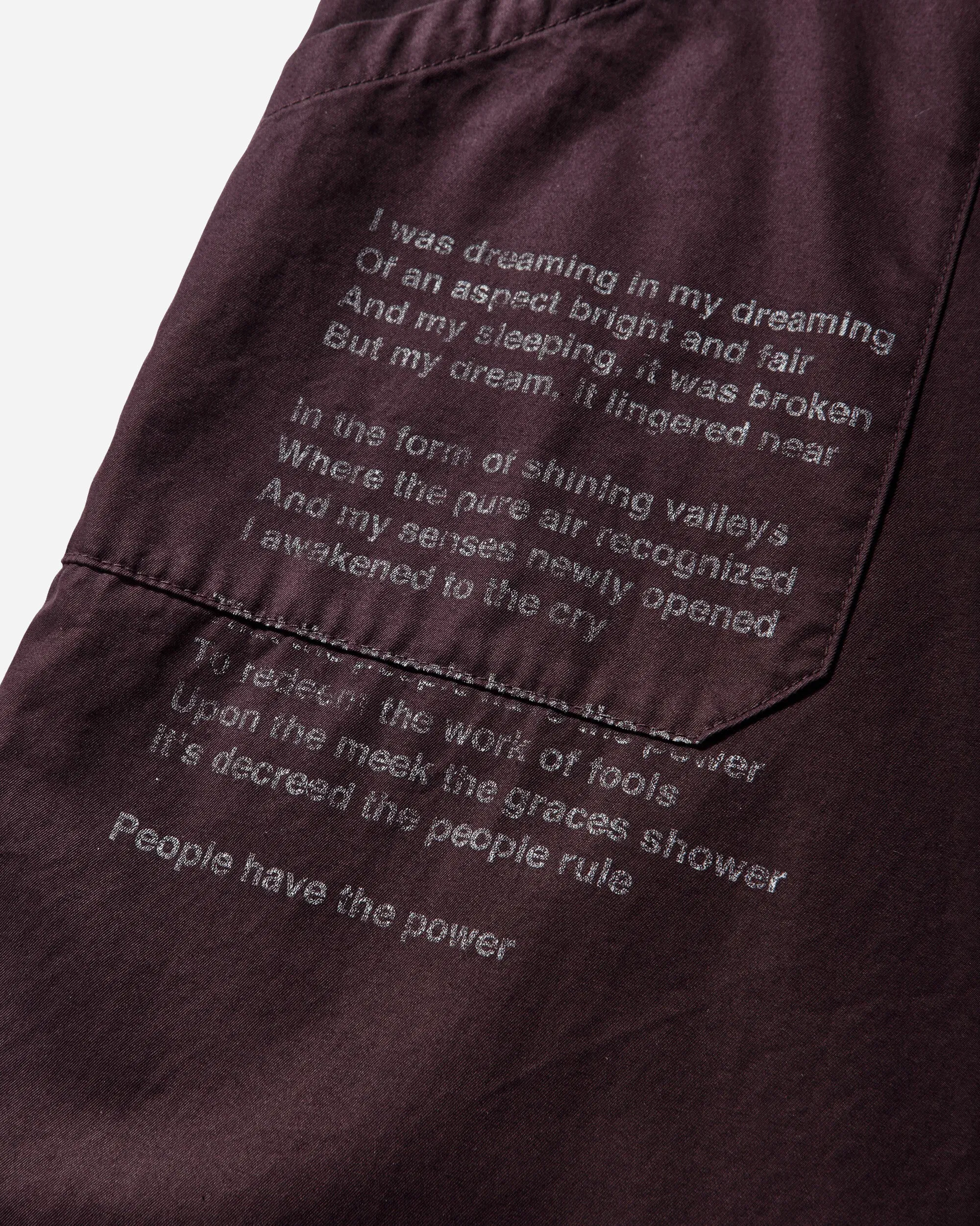 Undercover Men's People Have the Power Cotton Gabardine Pants Bordeaux