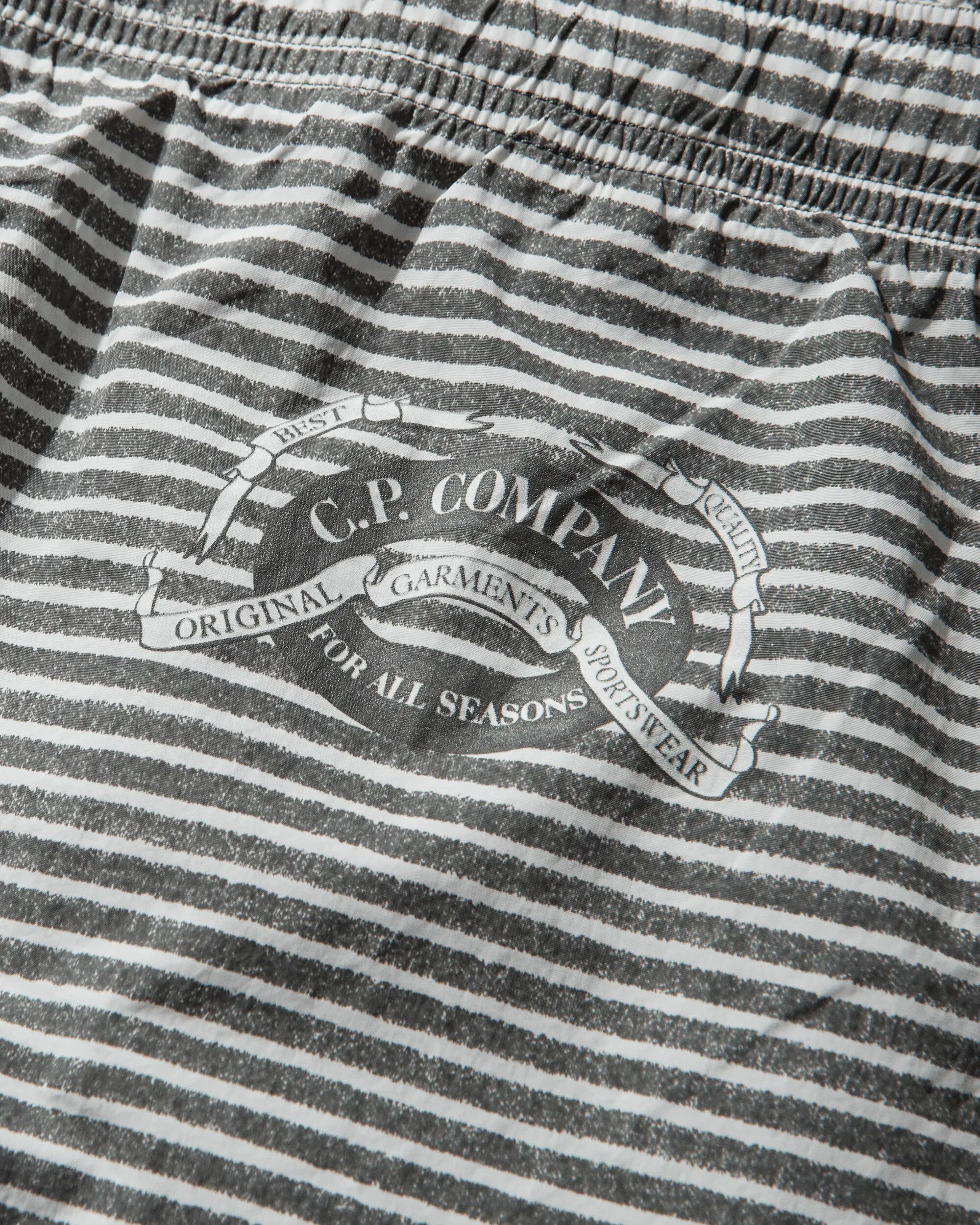 C.P. Company Men's Flatt Nylon Striped Swim Shorts Gunmetal