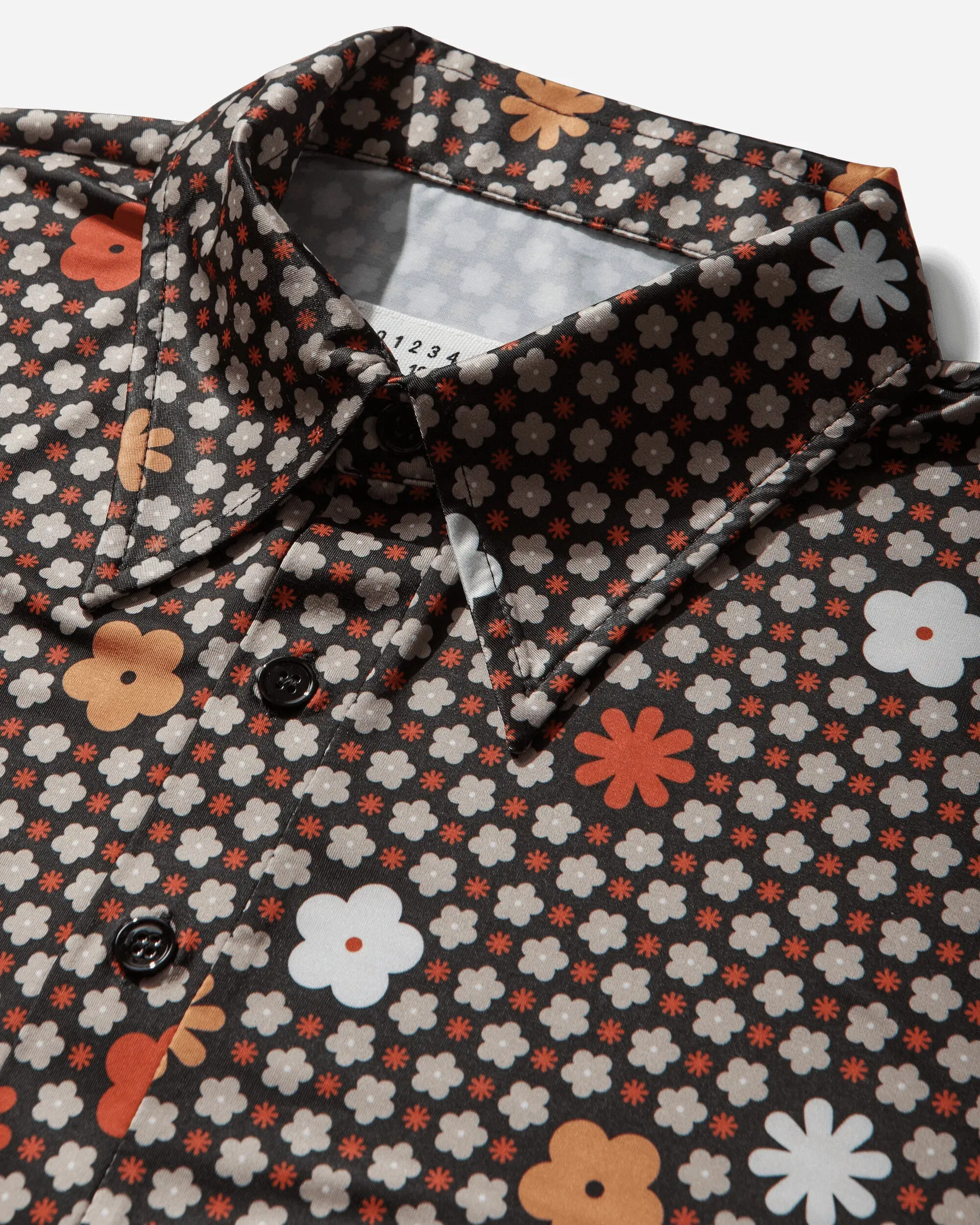 MM6 Maison Margiela Men's Floral Polo Shirt Black / Red