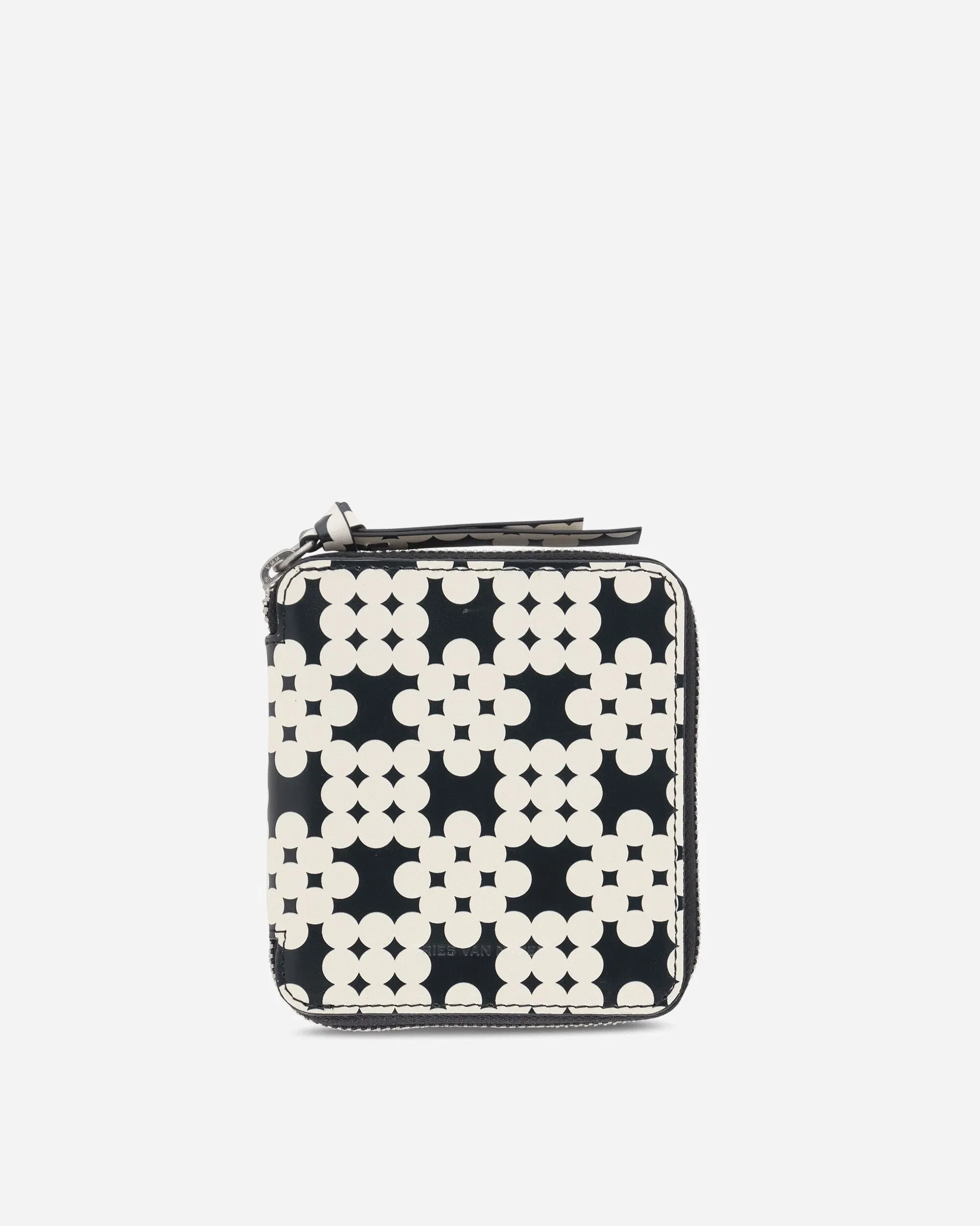 DRIES VAN NOTEN Printed Leather Zip Wallet Ecru