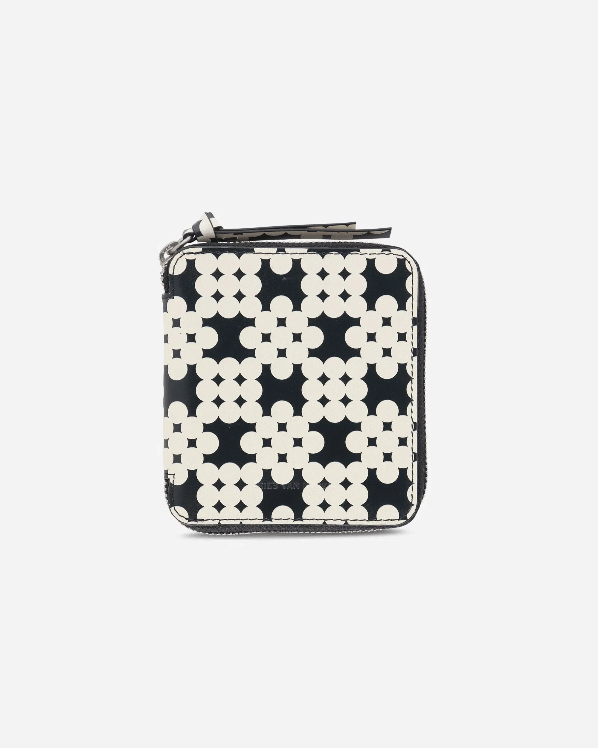 DRIES VAN NOTEN Printed Leather Zip Wallet Ecru